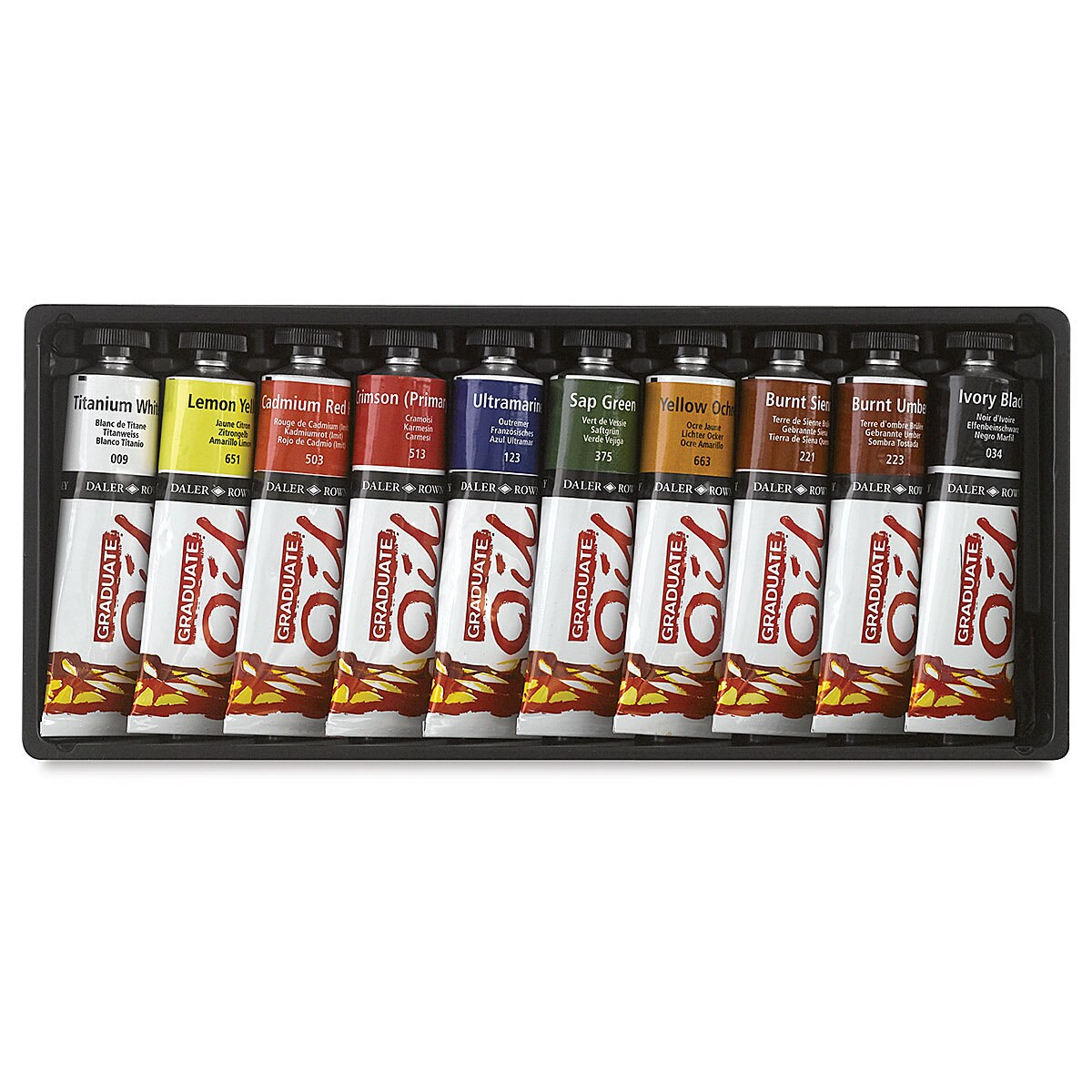Daler-Rowney Graduate Oil Colors - Introduction Set, Set of 10 Colors, 38 ml tubes