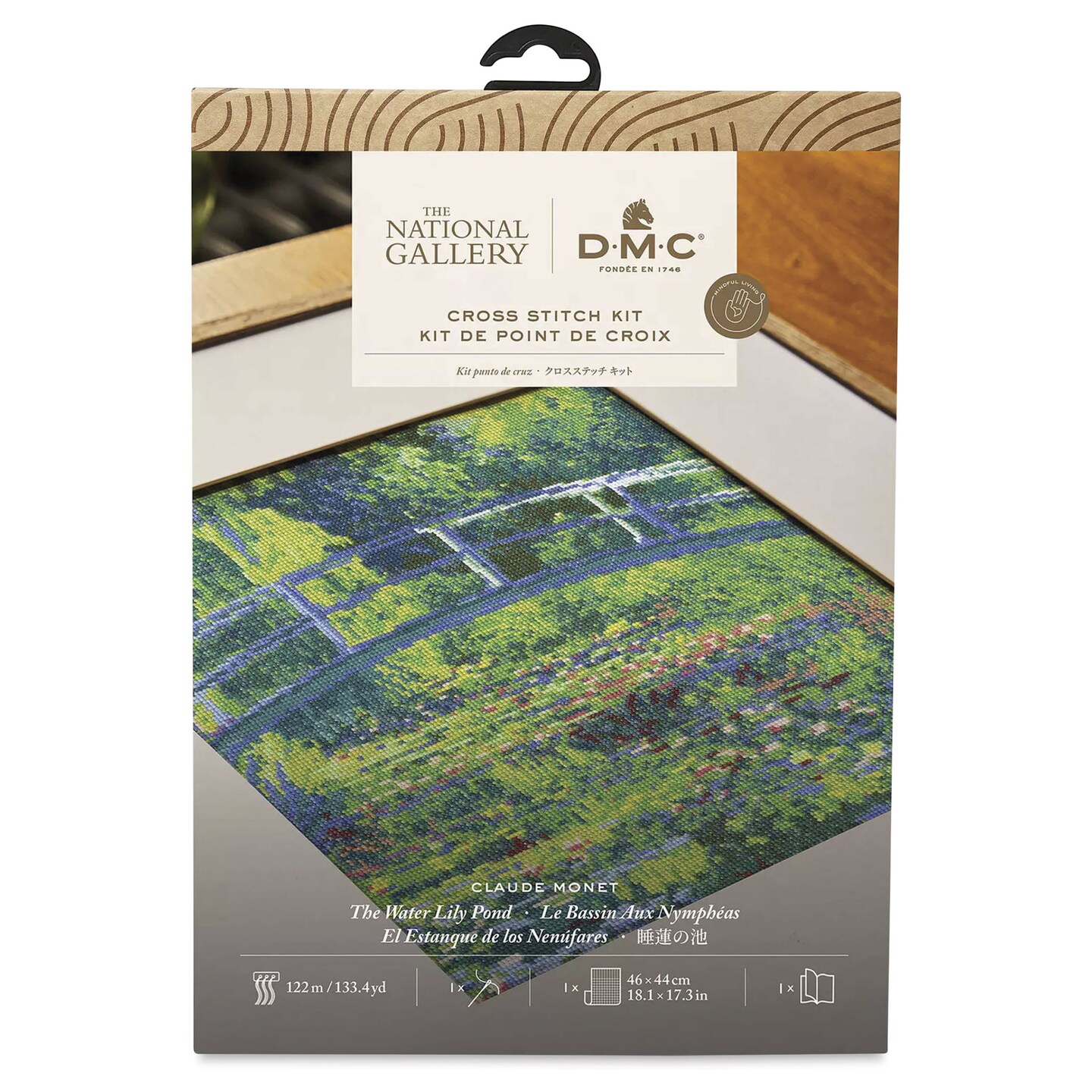 DMC The Museum Collection Cross Stitch Kit - “The Water-Lily Pond” by Claude Monet, The National Gallery