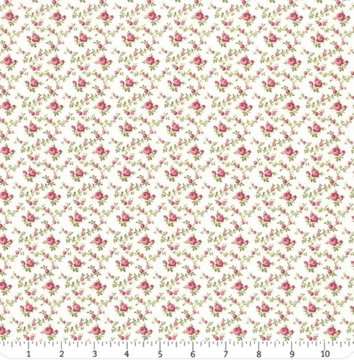 French Roses Light Cream Trellis Rose Buds Pink by Clothworks