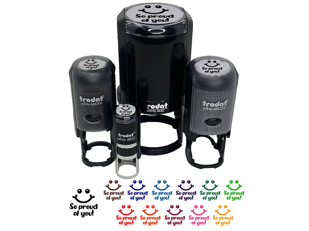 So Proud of You Smiley Face Teacher School Motivation Self-Inking Rubber Stamp for Stamping Crafting Planners
