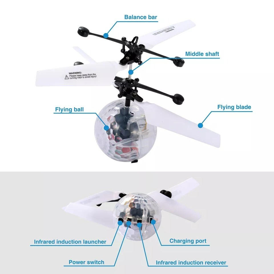 2 Sets Toys for Boys Girls Kids Mini LED Flying Ball Toy Children Christmas Gift