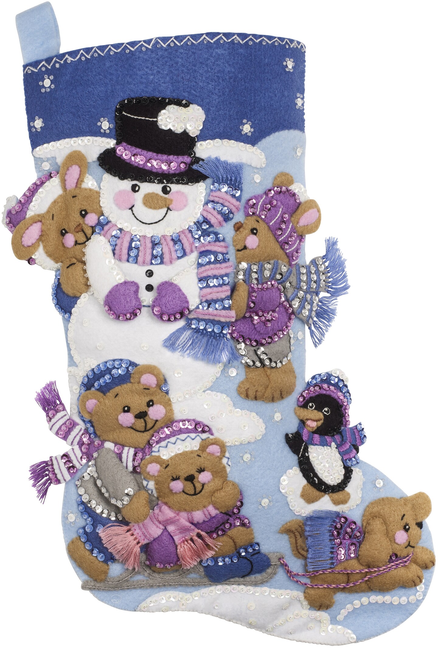 Bucilla Felt Stocking Applique Kit 18" Long-Playing In The Snow
