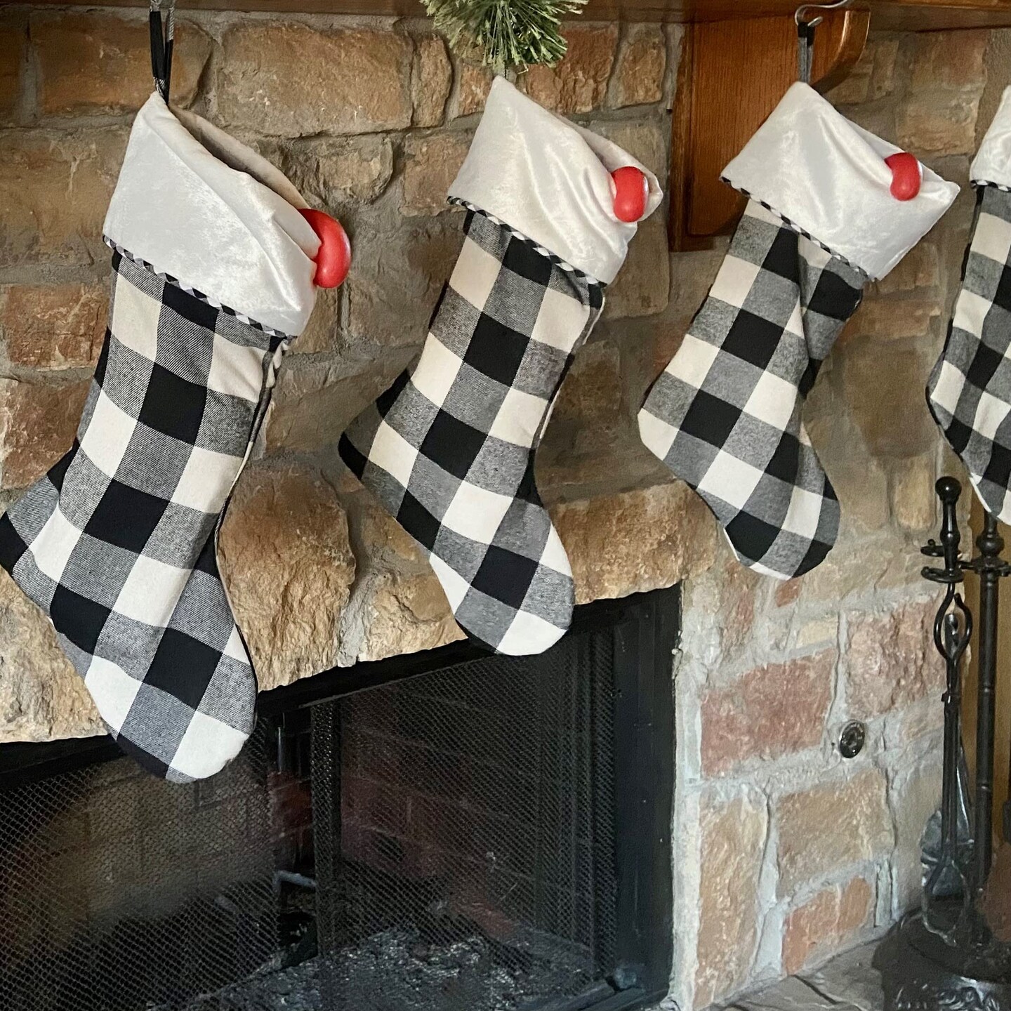 Haute Decor HangRight Buffalo Check Christmas Stocking