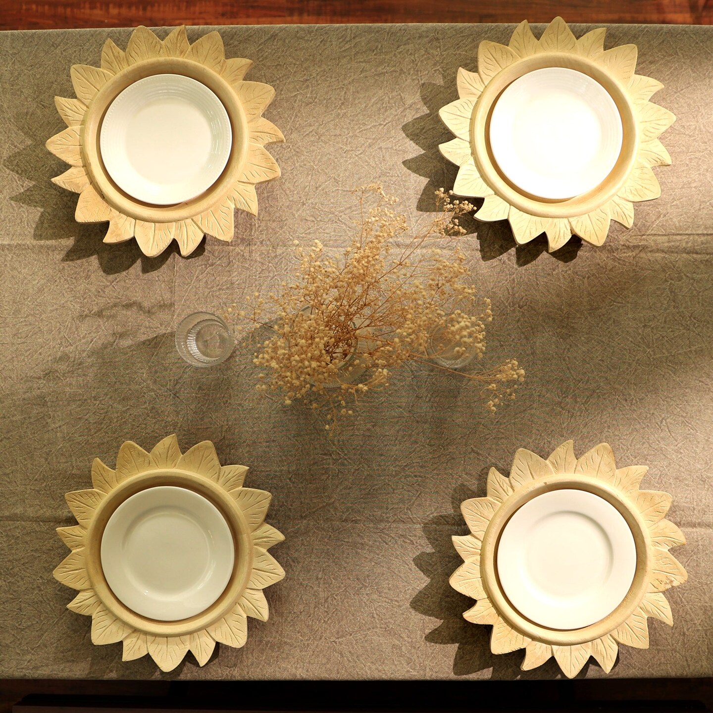 Handcrafted Natural Wood Charger Plates &#x2013; Eco-Friendly, 13&#x201D;