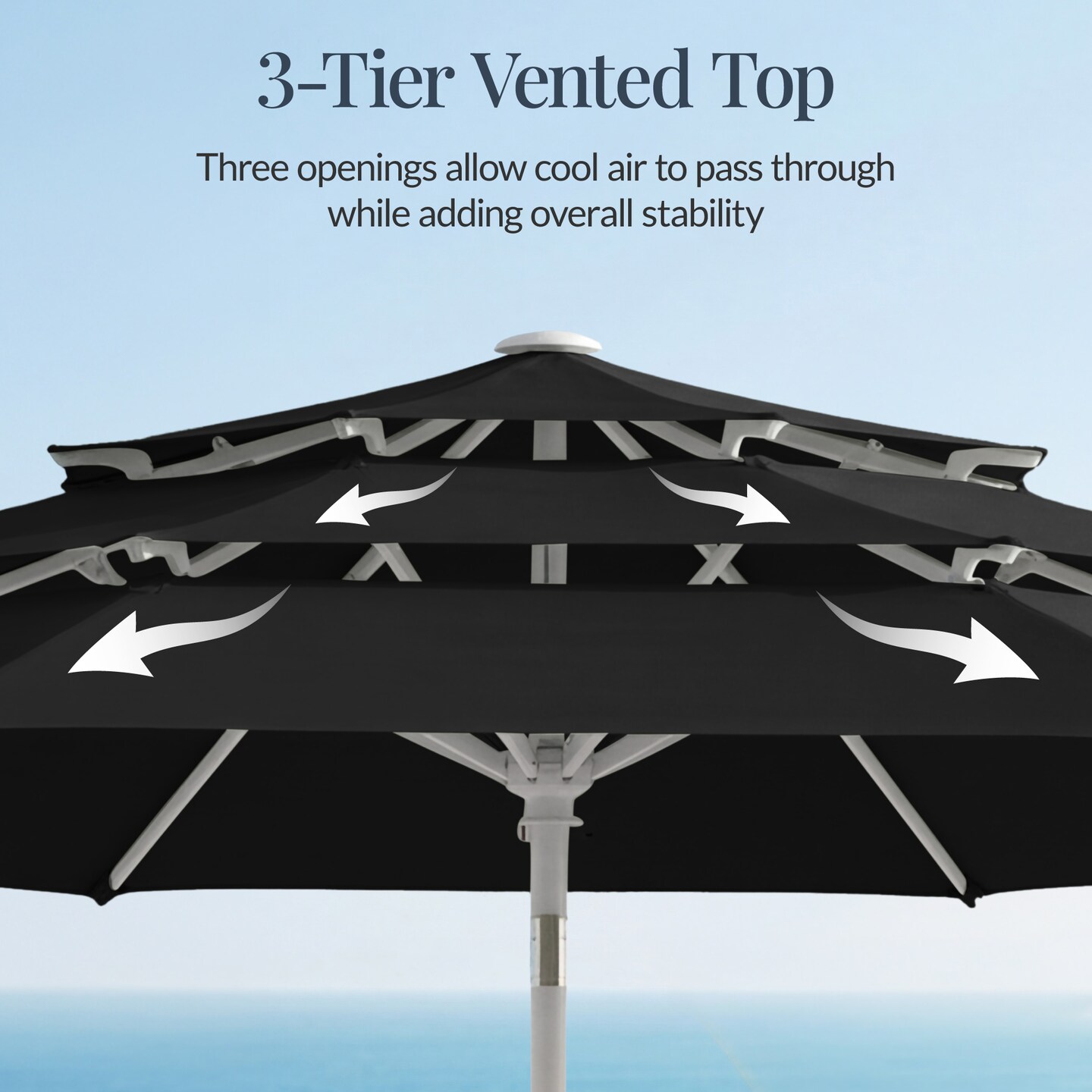 Best Choice Products 10ft 3-Tier Patio Umbrella White Pole, Outdoor Market Umbrella Steel Pole