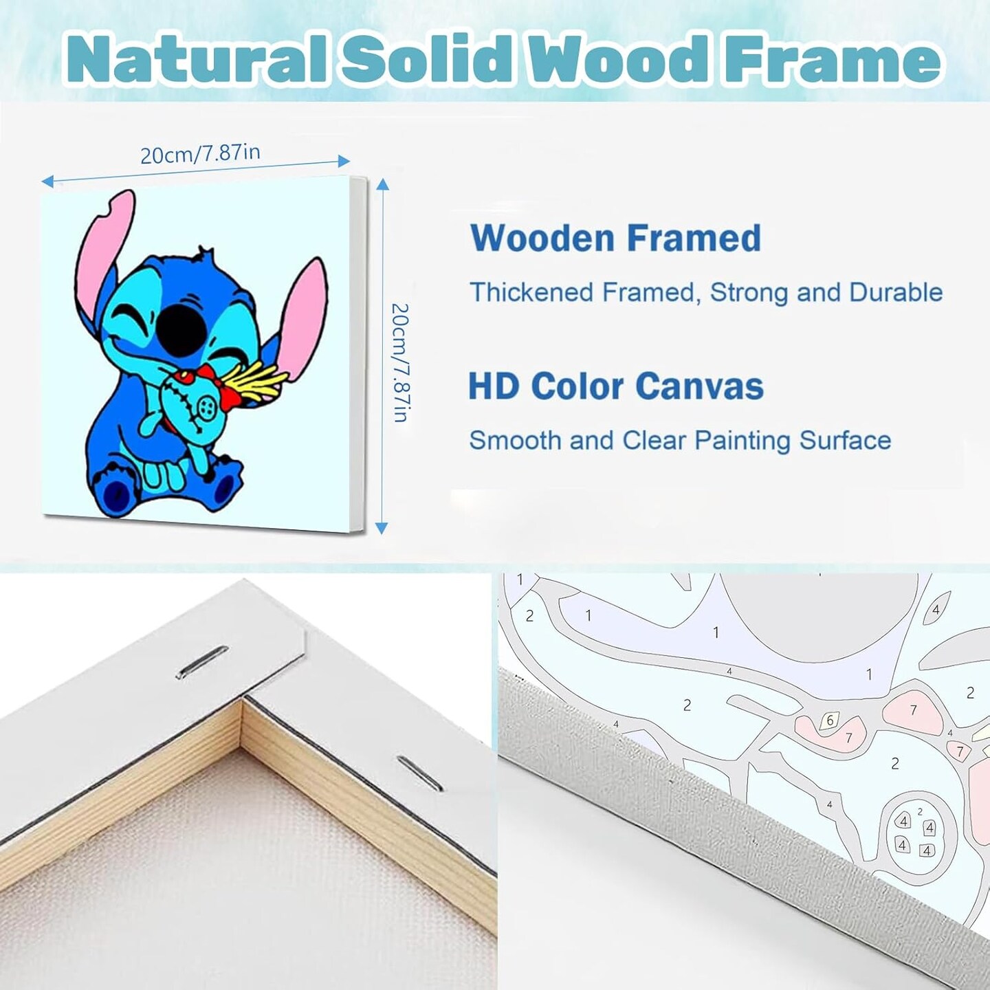 4 Pack Paint by Numbers Kit for Kids with Wooden Frames, Paint by Numbers for Kids, Paint by Numbers Kits Age 6-12 DIY Art Set Kits for Gifts &#x26; Home Wall Decor (8x8 Inch)