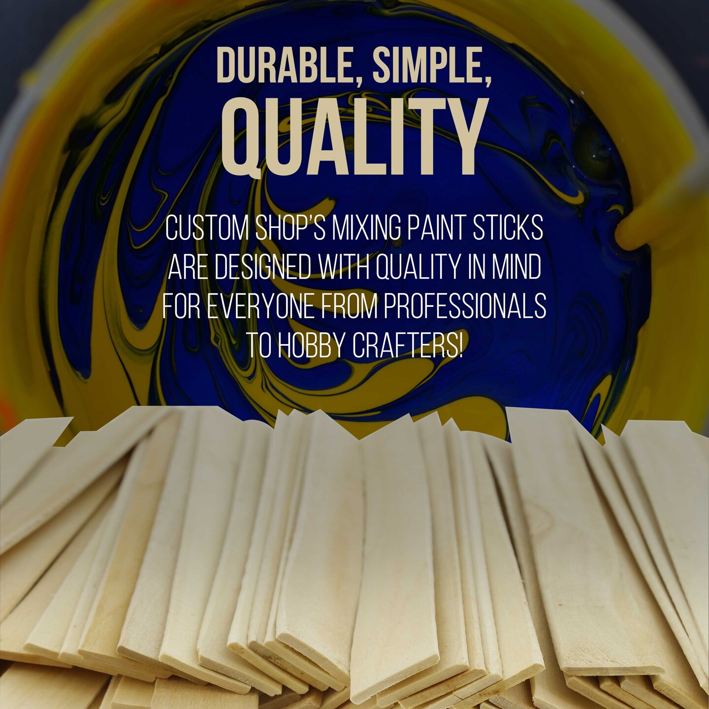 100 Craft &#x26; Paint Sticks - 12&#x22; Inch Premium Grade Wood Stirrers / Paddles - Use For Wood Crafts - Paddle To Mix Epoxy Resin Or Paint - Mixing Sticks