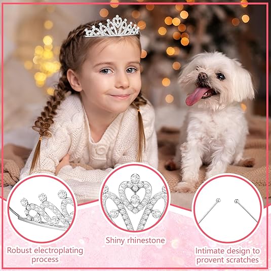 30 Pcs Tiaras Bulk for Girls Princess Crown Rhinestone Tiaras Bendable Adjustable Headband