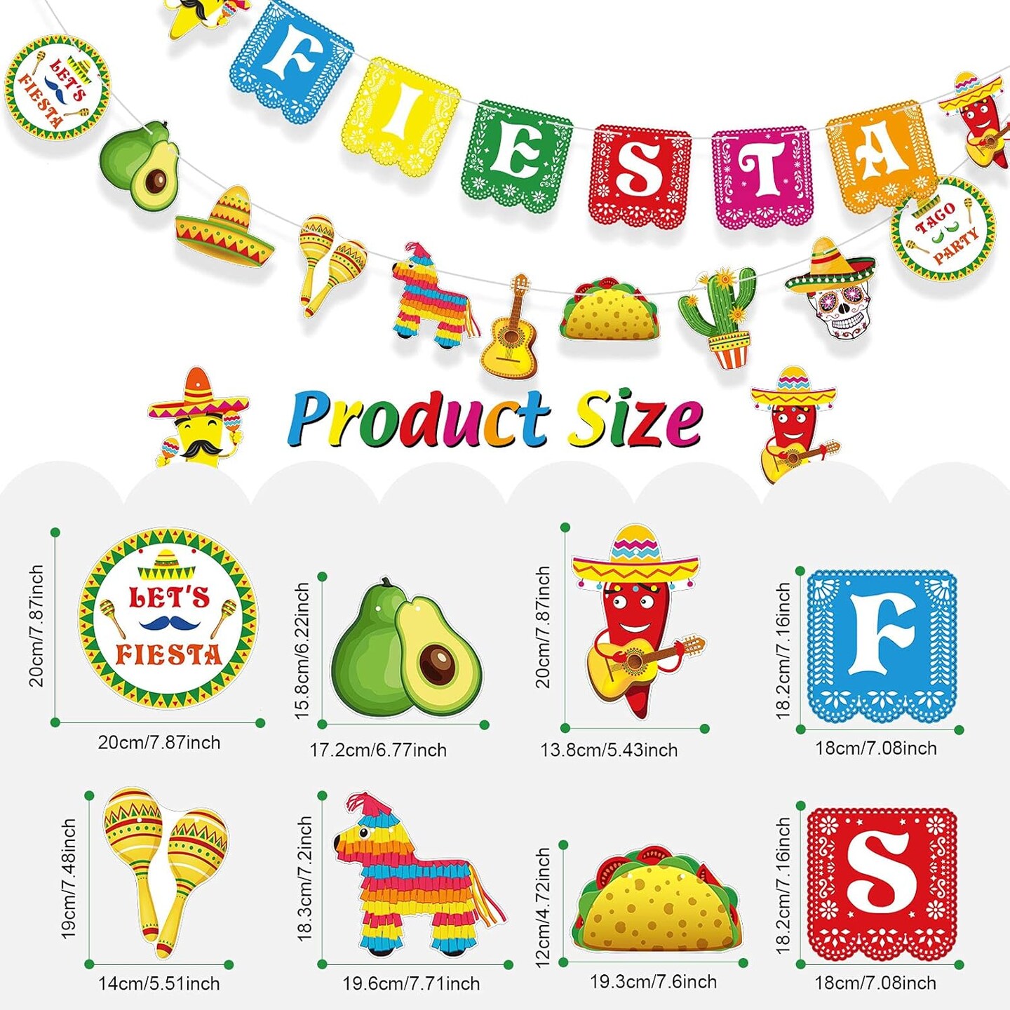 Cinco De Mayo Banner Mexican Party Supplies Sign Banner Garland Fiesta Party Decoration Day of The Dead Backdrops Ceiling Hanging Card Tissue Decorations for Mexican Festival Tacol Theme Birthday