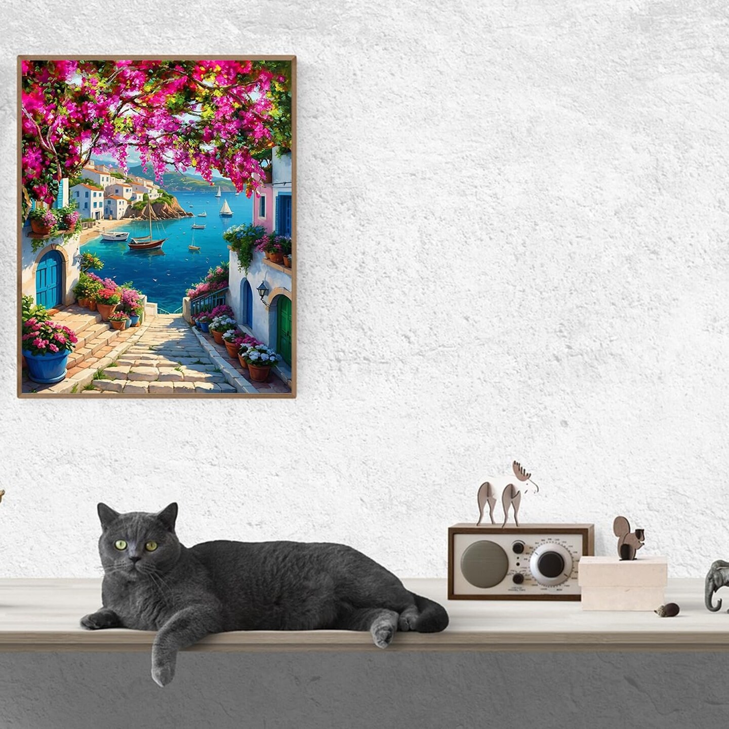 DIY Scenery Paint by Numbers Kit for Adults,Unframed Landscape Paint by Number Kits on Canvas with Brushes,Flowers and Sea Oil Painting Kits for Home Wall Decor 16X20 Inch.