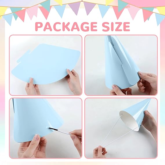 24 PCS Rainbow Party Hats Pastel Rainbow Themed Paper Hats Pastel Party Birthday Party Cone Hats Macaron Themed Party Hats for Kids and Adults Birthday, Baby Shower, Bridal Shower Party Decorations