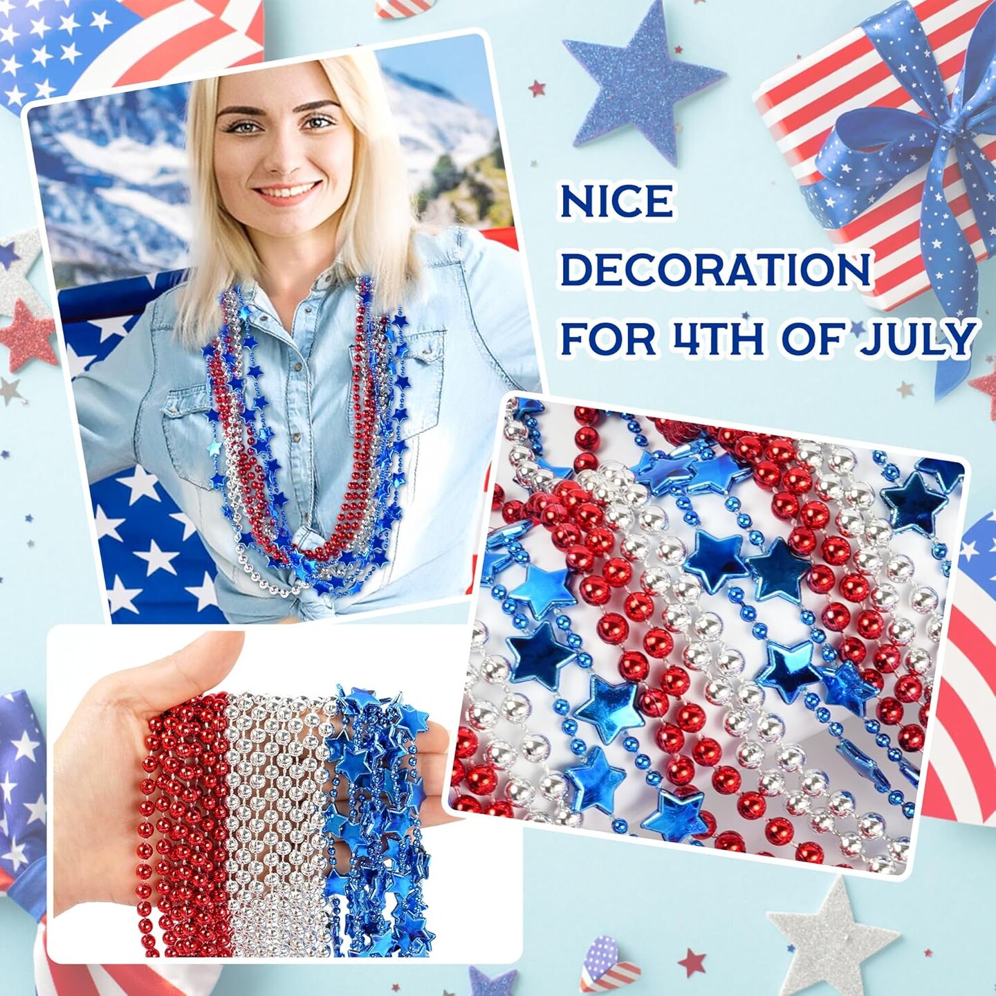 4th of July Beaded Necklace