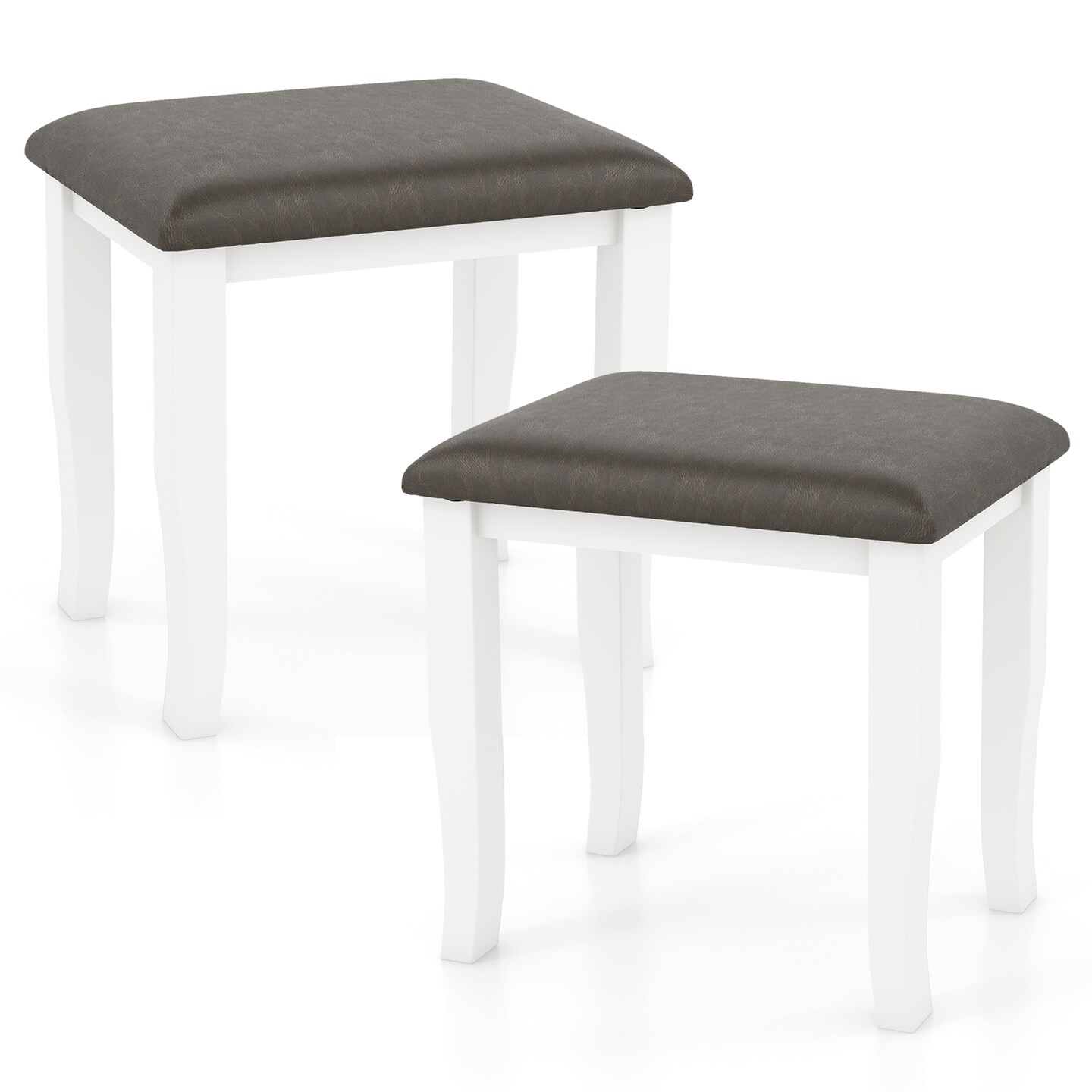 Set of 2 Vanity Stool Set, Cushioned, Solid Wood Frame, Stylish and Versatile Design