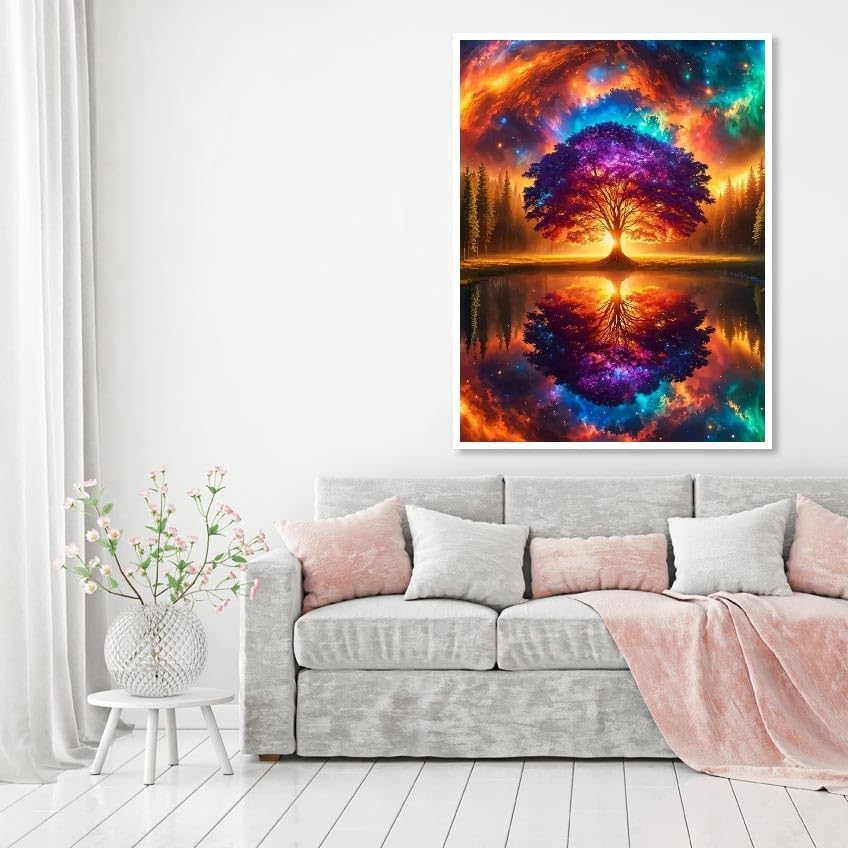 5D Tree of Life Diamond Painting Kits for Adults Beginners,DIY Round Drill Diamond Art Kits Full Colorful Tree Paint by Diamonds Dot Gem Art Crystal Easy,Home Wall Decor 16 X 12 Inch