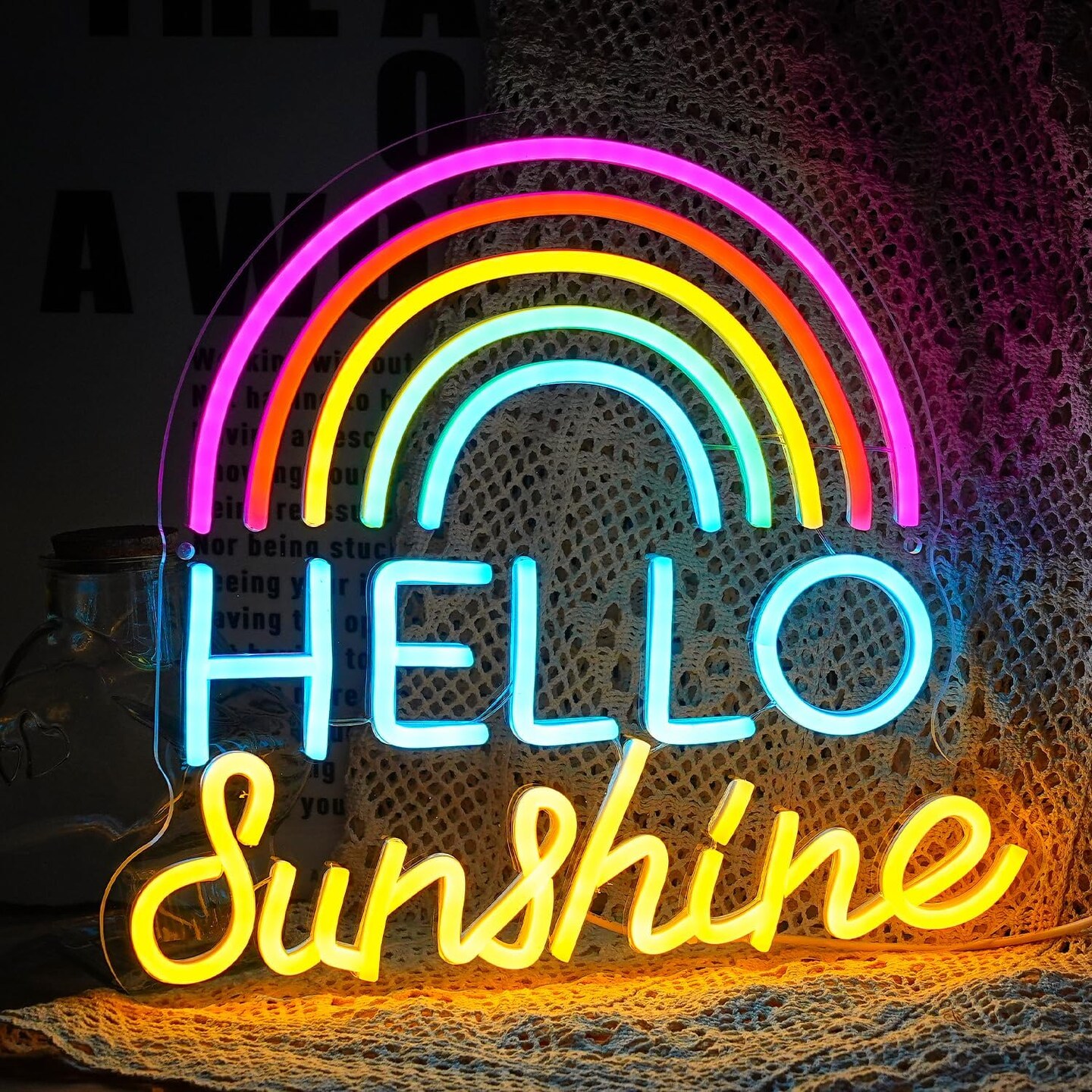 Hello Sunshine Neon Sign LED &#x2013; Hello Sunshine Neon Lights for Wall Decor &#x2013; Sunshine LED Light Up Sign for Bedroom, Party, Gifts for Friends, Boys, and Girls