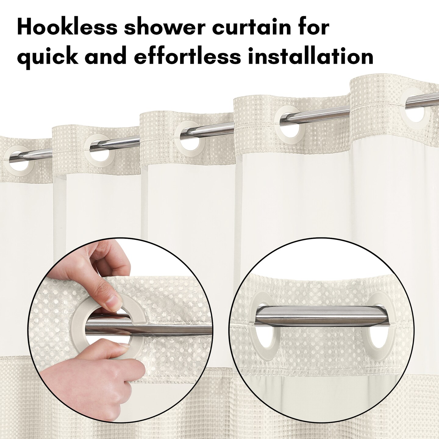 Americanflat 72x75 Hookless Waffle Pattern Shower Curtain - Water-Resistant Long Shower Curtain with Sheer Panel, Snap-In Liner, and Grommets