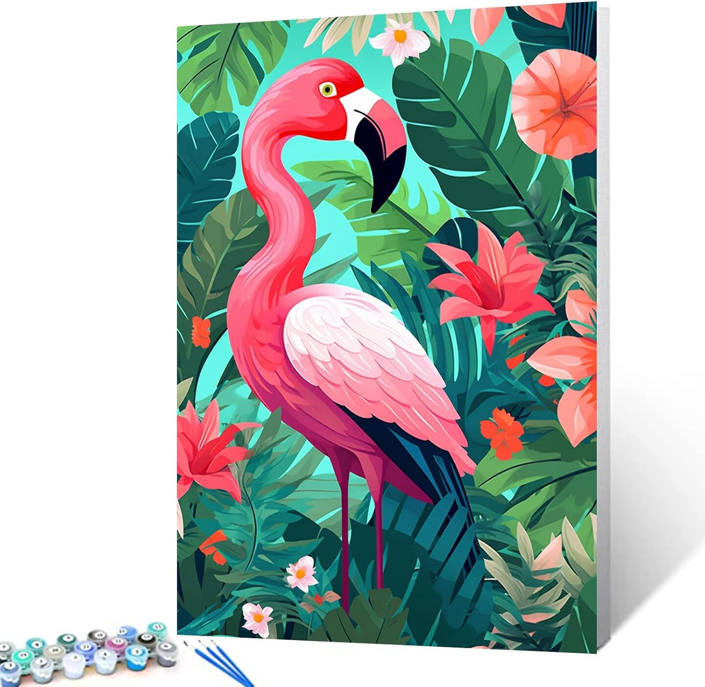 Pink Flamingo DIY Painting by Numbers Kits for Adults Beginner,Lovely Flamingo Painting Art Paint by Number on Canvas Easy to Paint for Beginner for Home Decor Without Frame Spring Decor 16&#x27;&#x27;X20&#x27;&#x27;