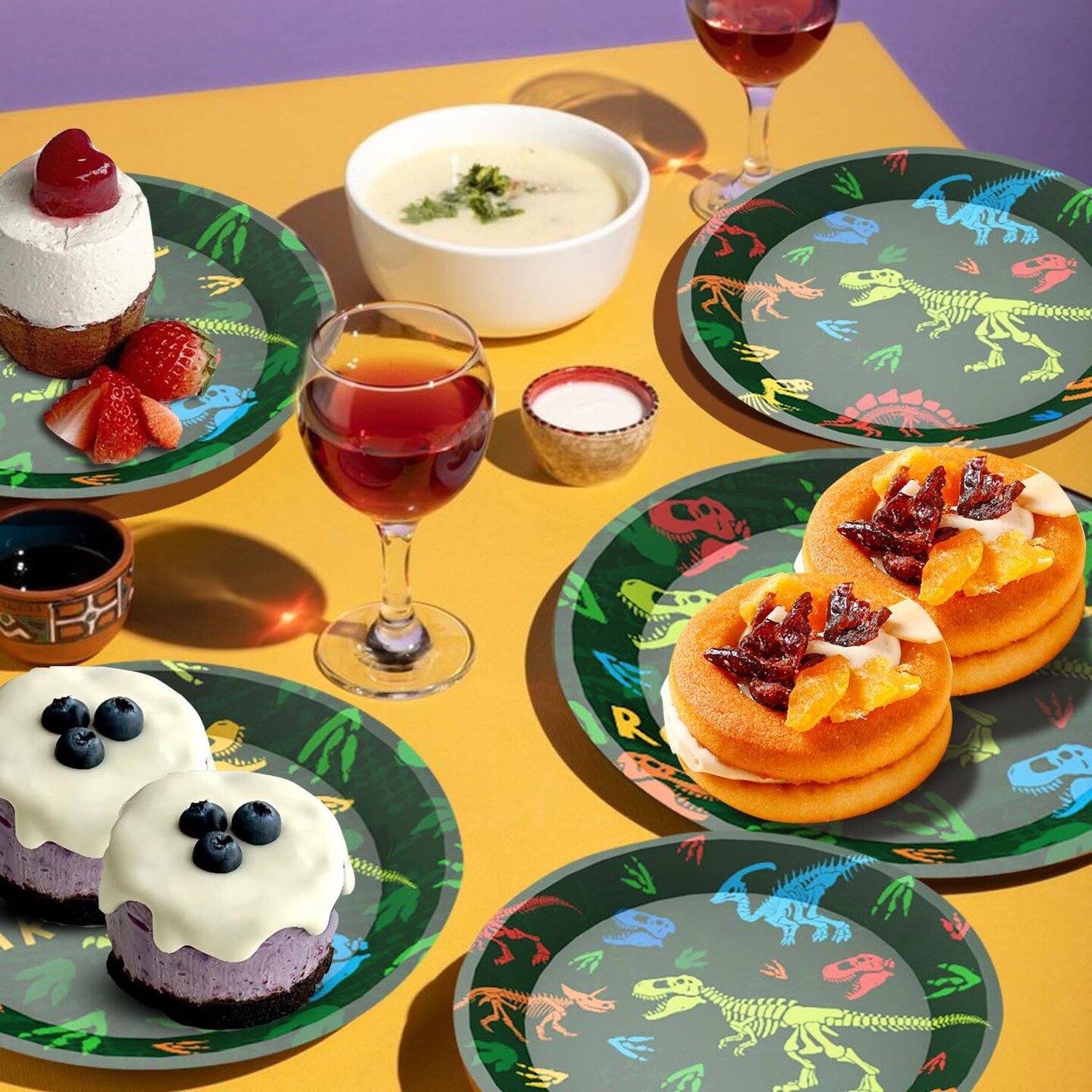 96 Pcs Dinosaur Birthday Party Decorations Dinosaur Plates and Napkins Disposable Dinnerware Tableware for Boys Kids Birthday Party Decorations Serve 24