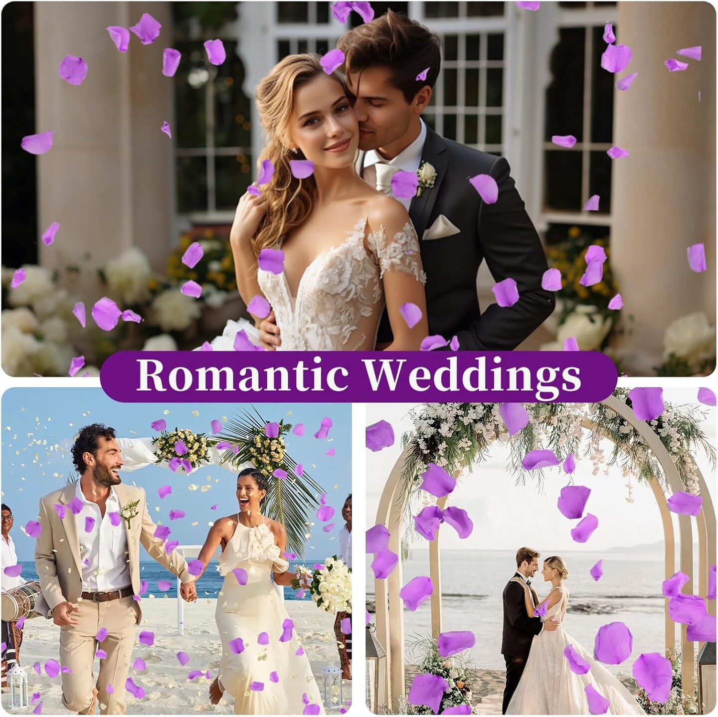 180 PCS Real Purple Rose Petals for Wedding, 1.76oz Dried Flower Petal for Flower Girl to Throw, Romantic Night Baby Shower Proposal