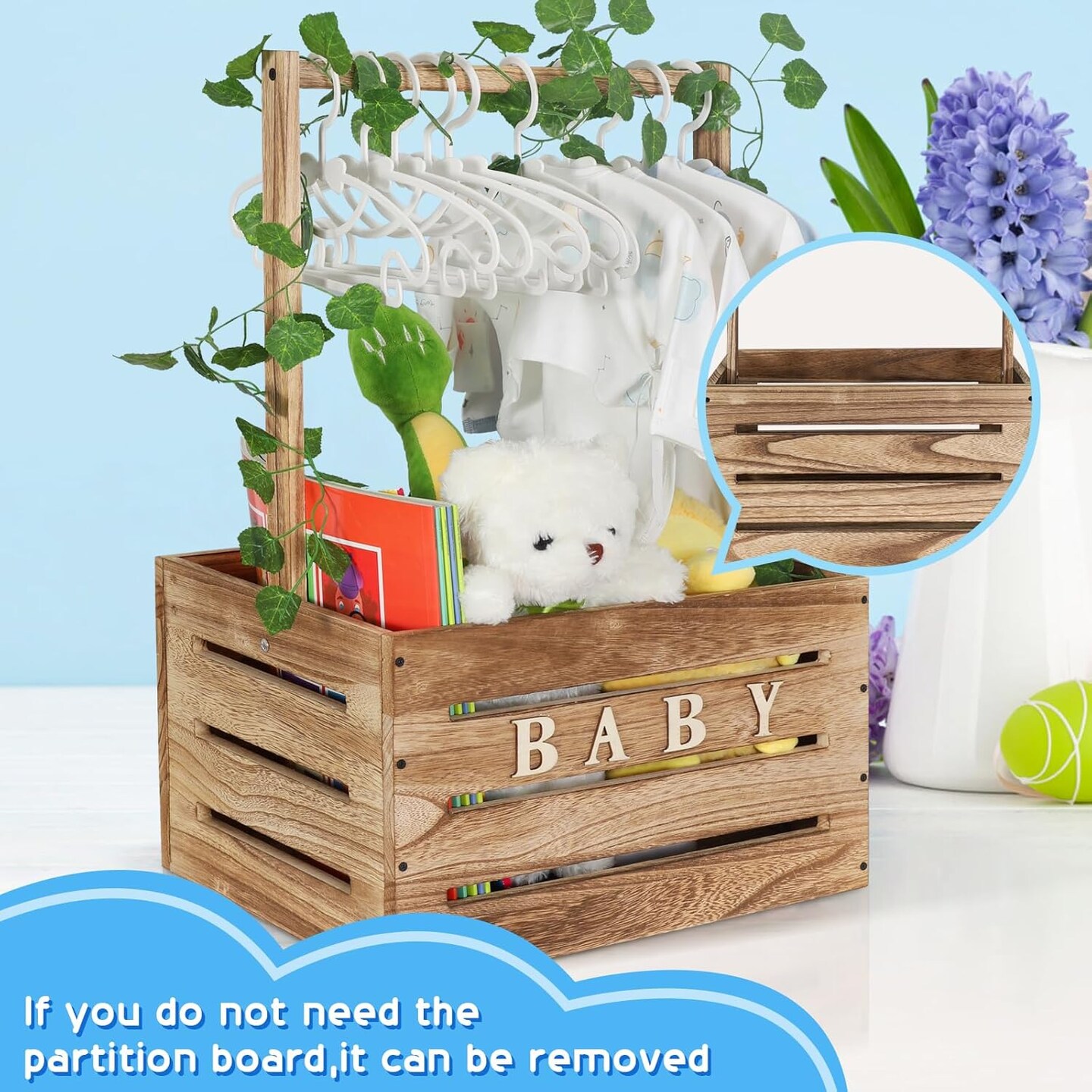 Wooden Baby Crate Closet with Handle