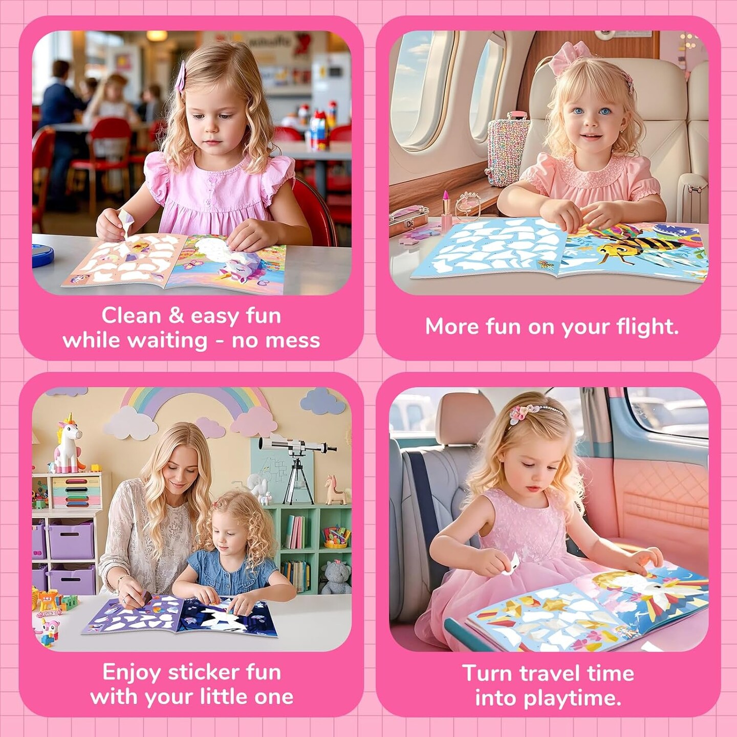 Paint by Number Sticker Book for Girls Kids - Road Trip &#x26; Airplane Activities Toys, Easter Basket Stuffers, Bunny Egg Unicorn, Birthday Gifts, Travel Essentials for Toddlers &#x26; Car Rides