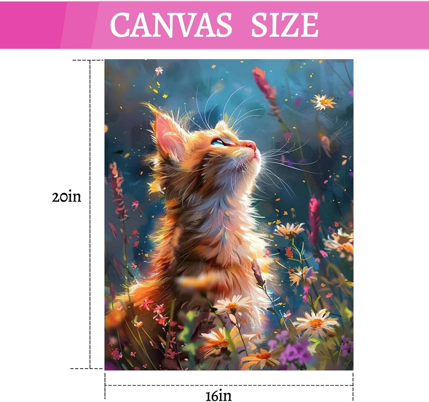 Paint by Numbers Kit for Adults, Cat Adult Paint by Numbers Kits on Canvas, Acrylic DIY Painting by Number Kit for Home Decor - 16&#x22;x20&#x22;