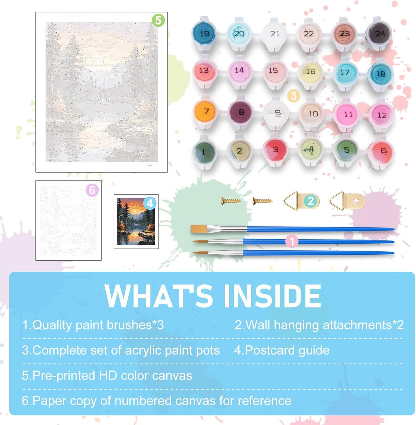 Paint by Numbers Kit for Adults- Lake Landscape Adult Paint by Number Kits on Canvas for Beginners, Scenery DIY Acrylic Oil Number Painting Kits for Home Wall Decor Gift 16&#x22;x20&#x22; (without Frame)