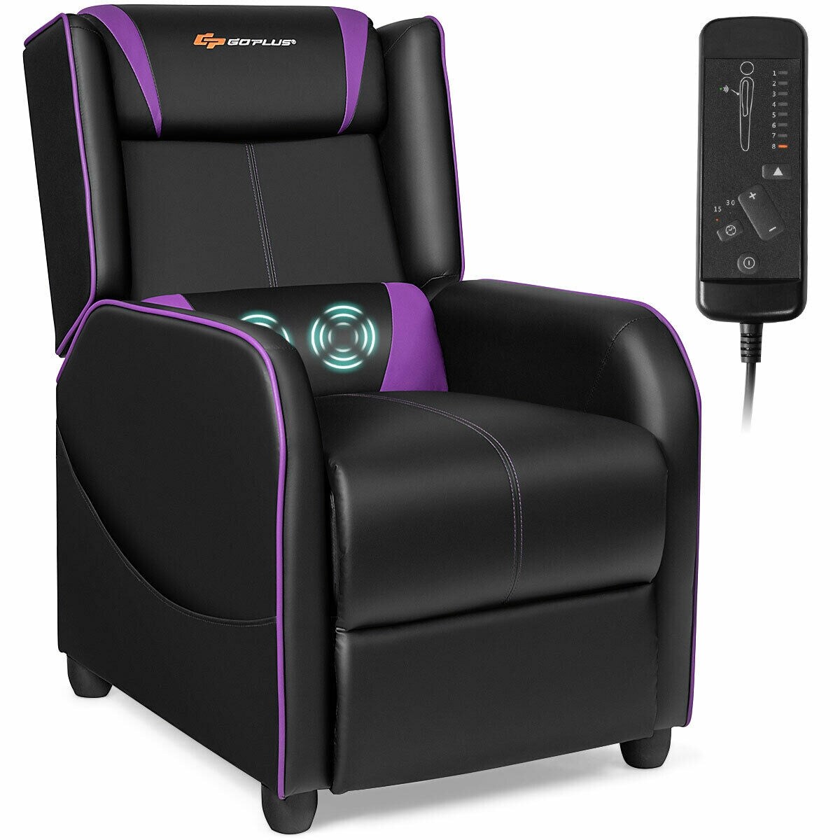Ergonomic Purple Massage Gaming Recliner Chair