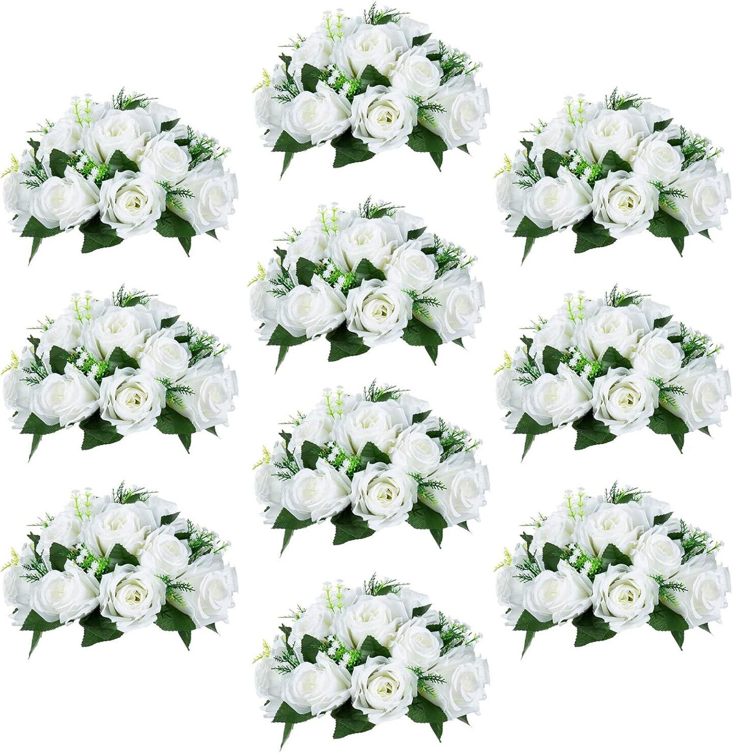 Pack of 10 Fake Flower Silk Rose