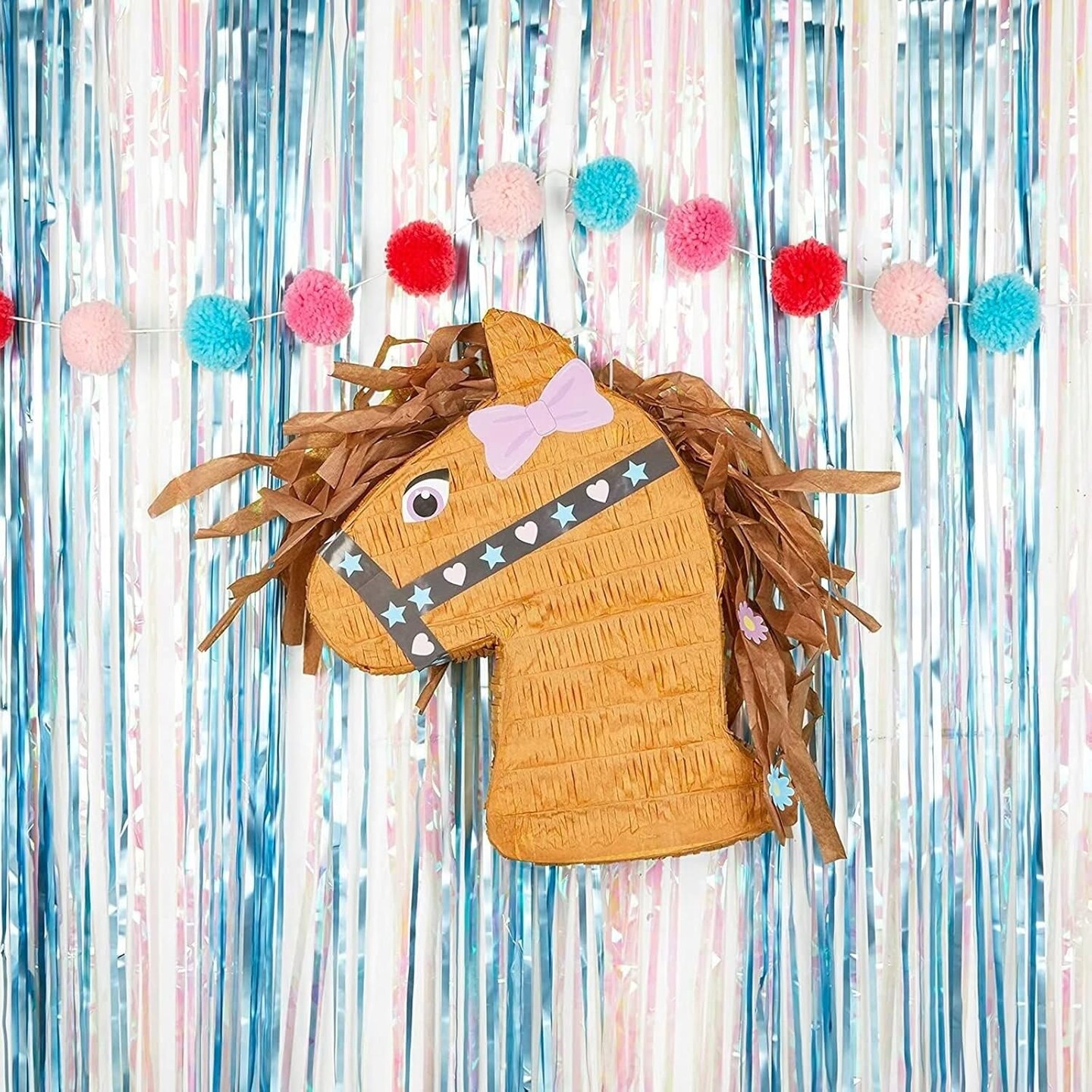 Pony Design Pinata for Horse Themed Cowgirl Birthday Party Supplies, Small (12x16x3 in) - Horse Birthday Decorations - Cowgirl Themed Party Decorations