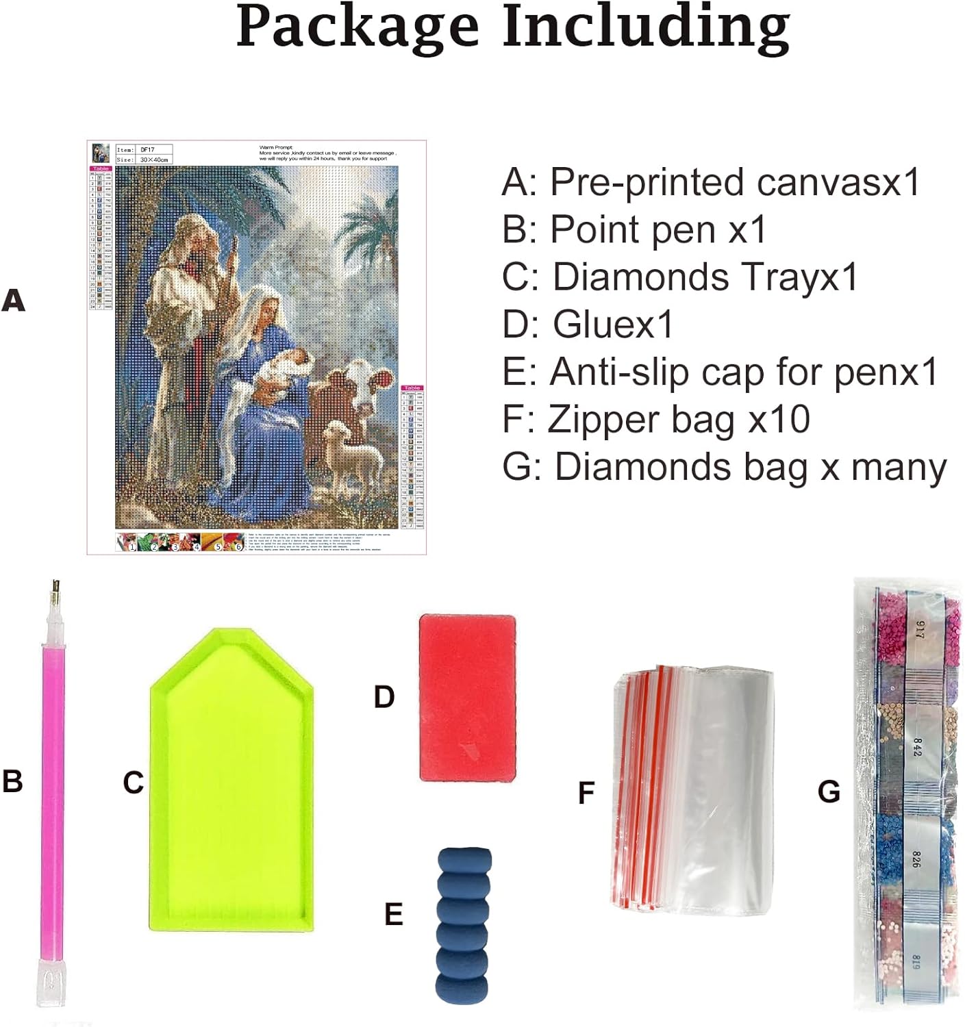 Nativity Diamond Art Painting Kits for Adults,5D Diamond Art Nativity Scene Kit,DIY Full Round Drills Christian Religious Diamond Dot Painting for Wall Decor 12X16 in