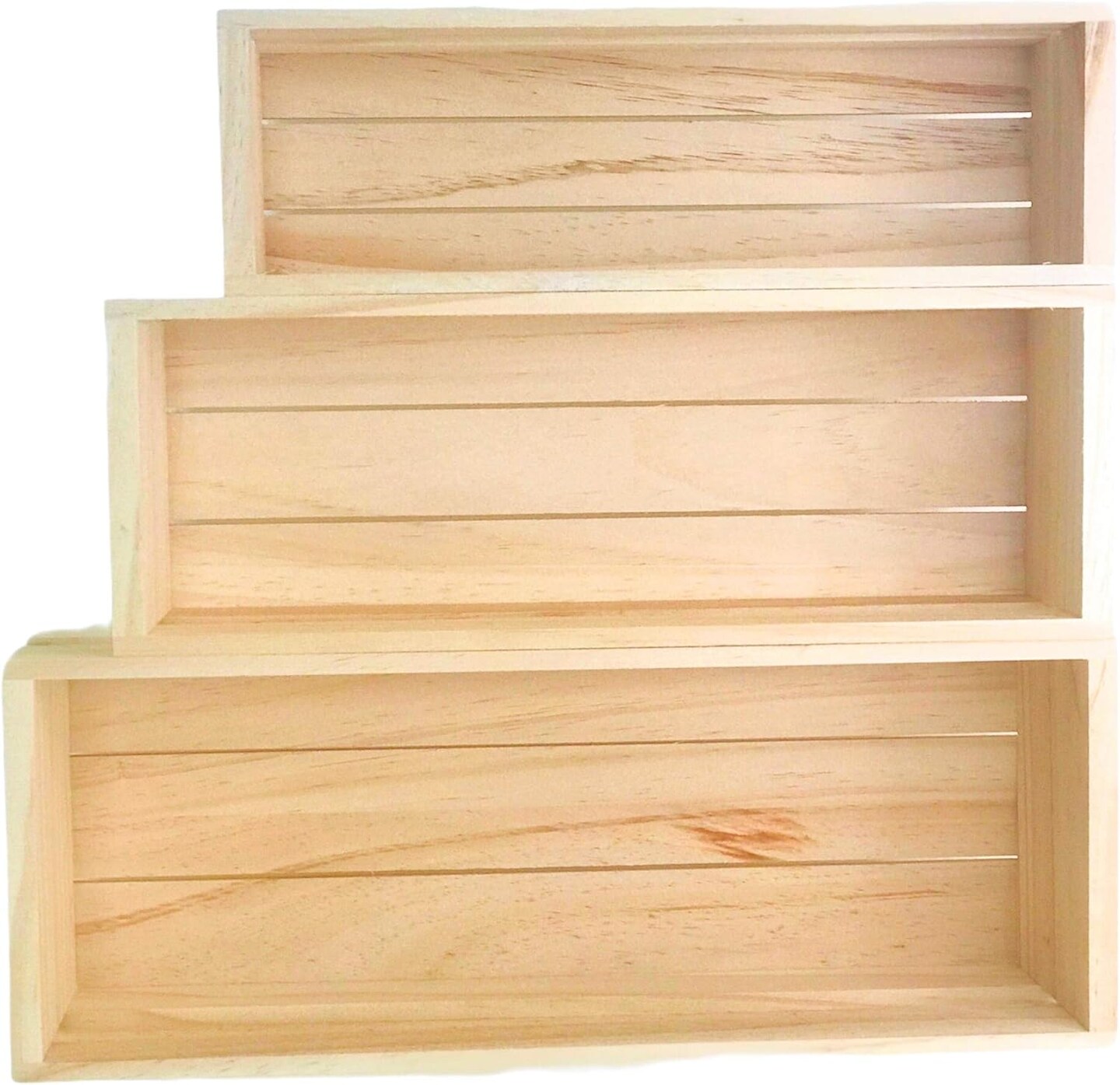 3 Pack Wood Craft Crate Caddy Set for Nesting