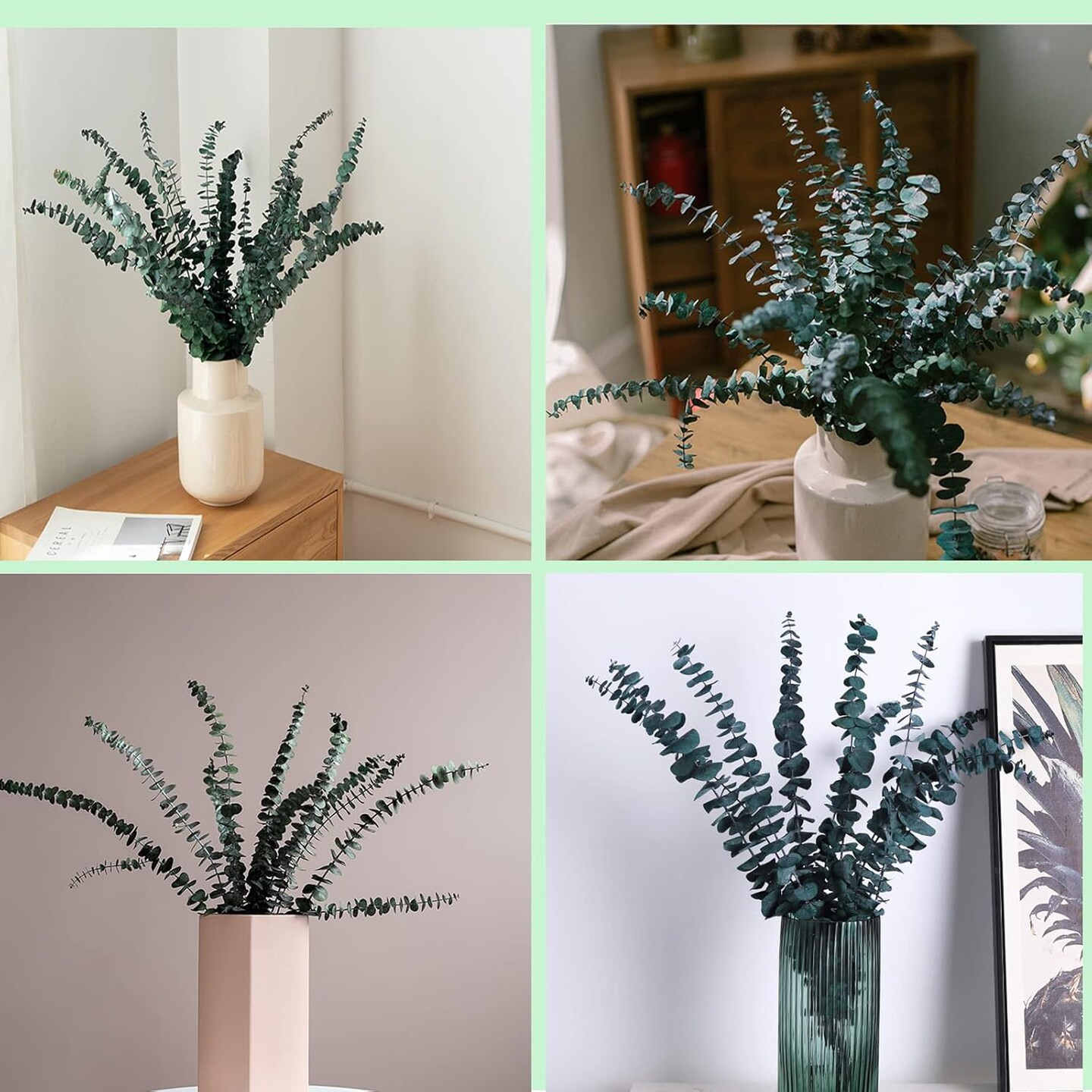 10 Pack Natural Dried Eucalyptus Bundle,17 inch/45cm Preserved Fresh Eucalyptus Branches Greenery Plants