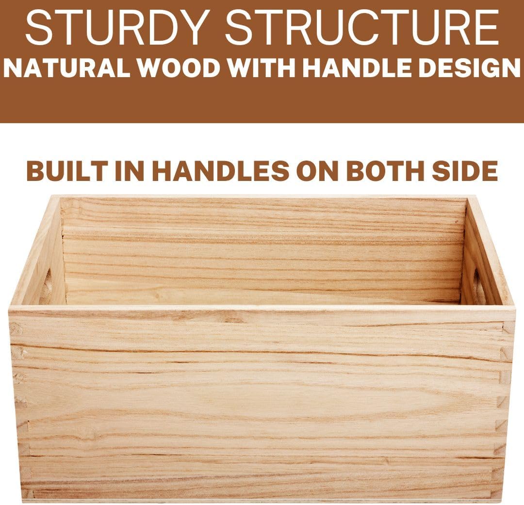 4 Pack Unfinished Wooden Crates with Cutout Handles