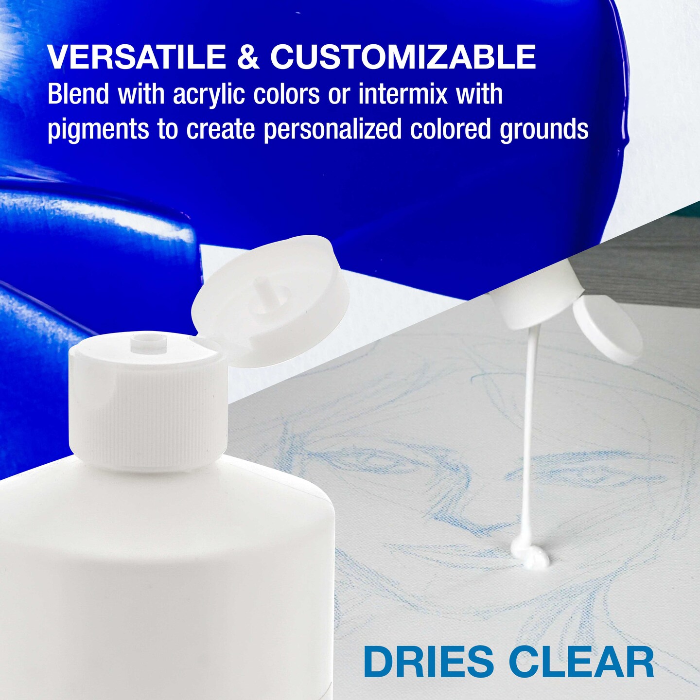 Clear Gesso Primer (16oz) for Oil &#x26; Acrylic Painting - Enhances Blending &#x26; Canvas Paint Prep - Mixable Clear Gesso Primer for Acrylic Painting