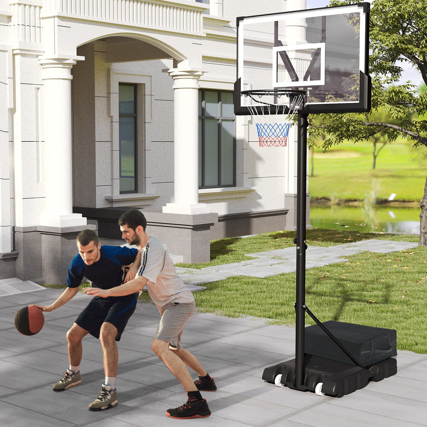 Adjustable Portable Basketball Hoop – 4.1–10Ft Height, 45" Shatterproof Backboard