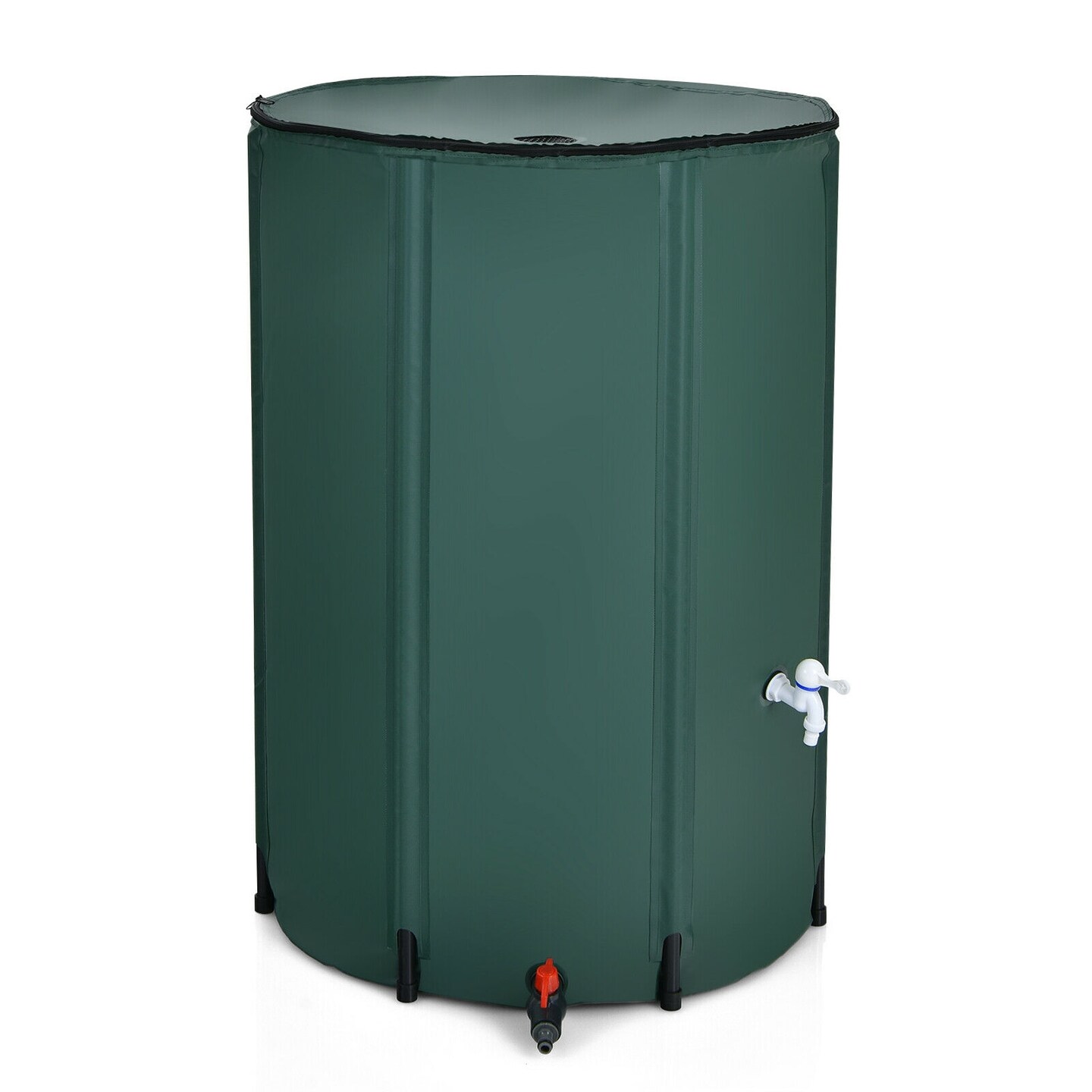 100 Gallon Green Foldable Portable Rain Barrel Water Collector Tank with Spigot Filter and Mesh Top