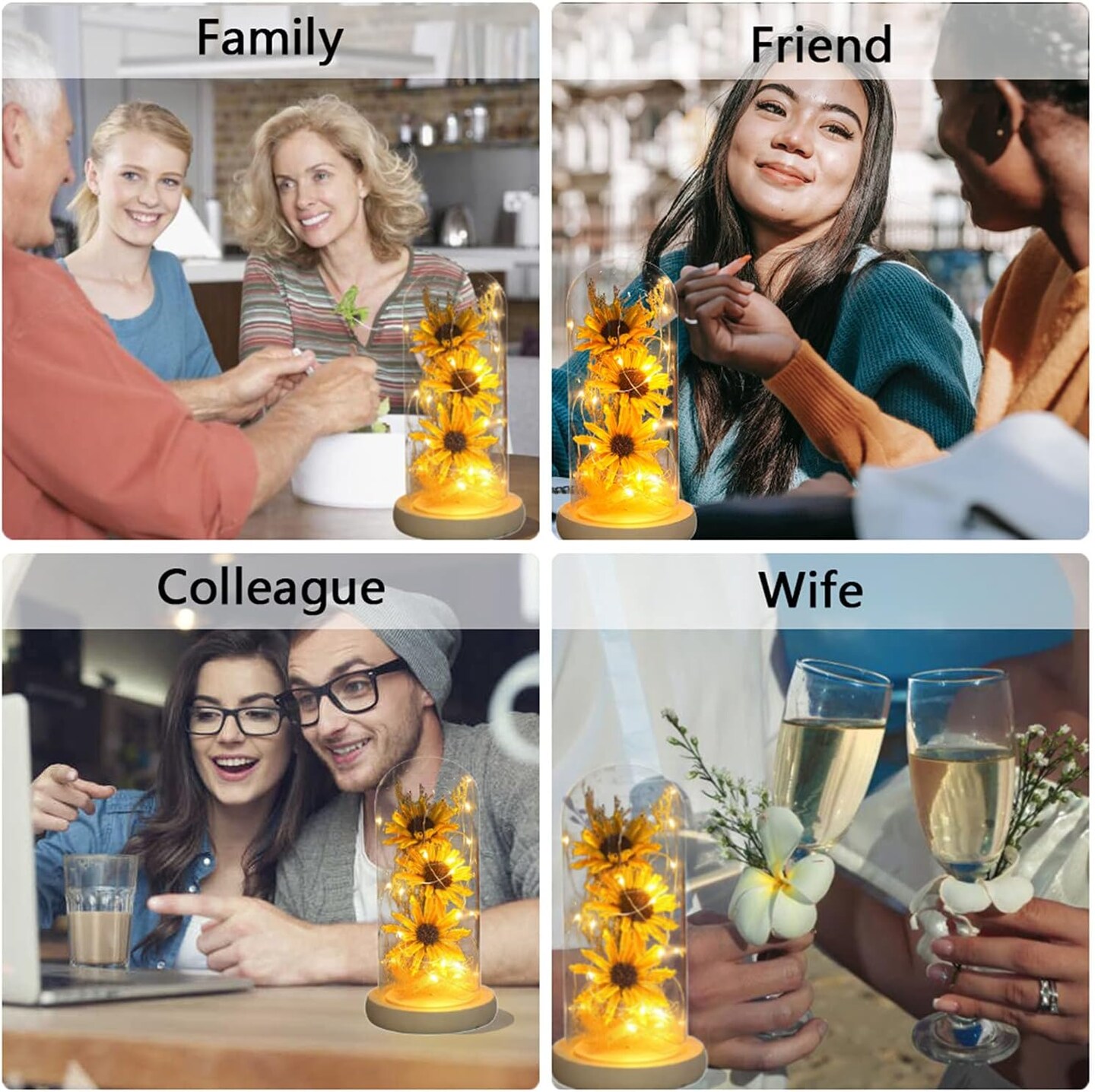 Sunflower in Glass Dome Express Your Love with Enchanted Sunflower Lamp for her on Christmas Day,Mother's Day,Valentine's Day, Anniversary-Yellow