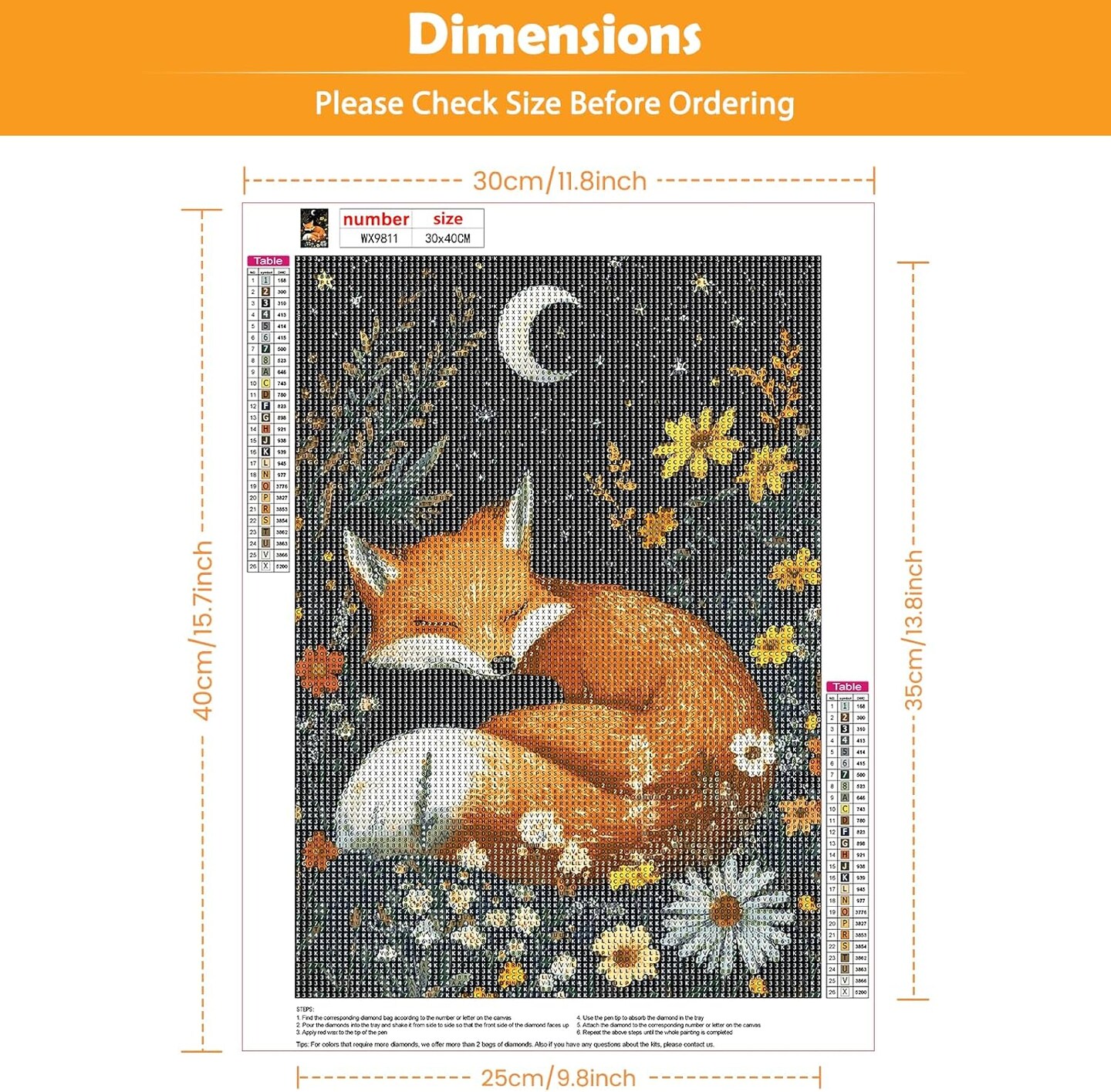 Diamond Painting Abstract Diamond Art Kits for Adults, 5D Round Full Drill Fox Diamond Painting Kit for Beginner, DIY Gems Art Craft for Home Wall Decor 12x16 inch