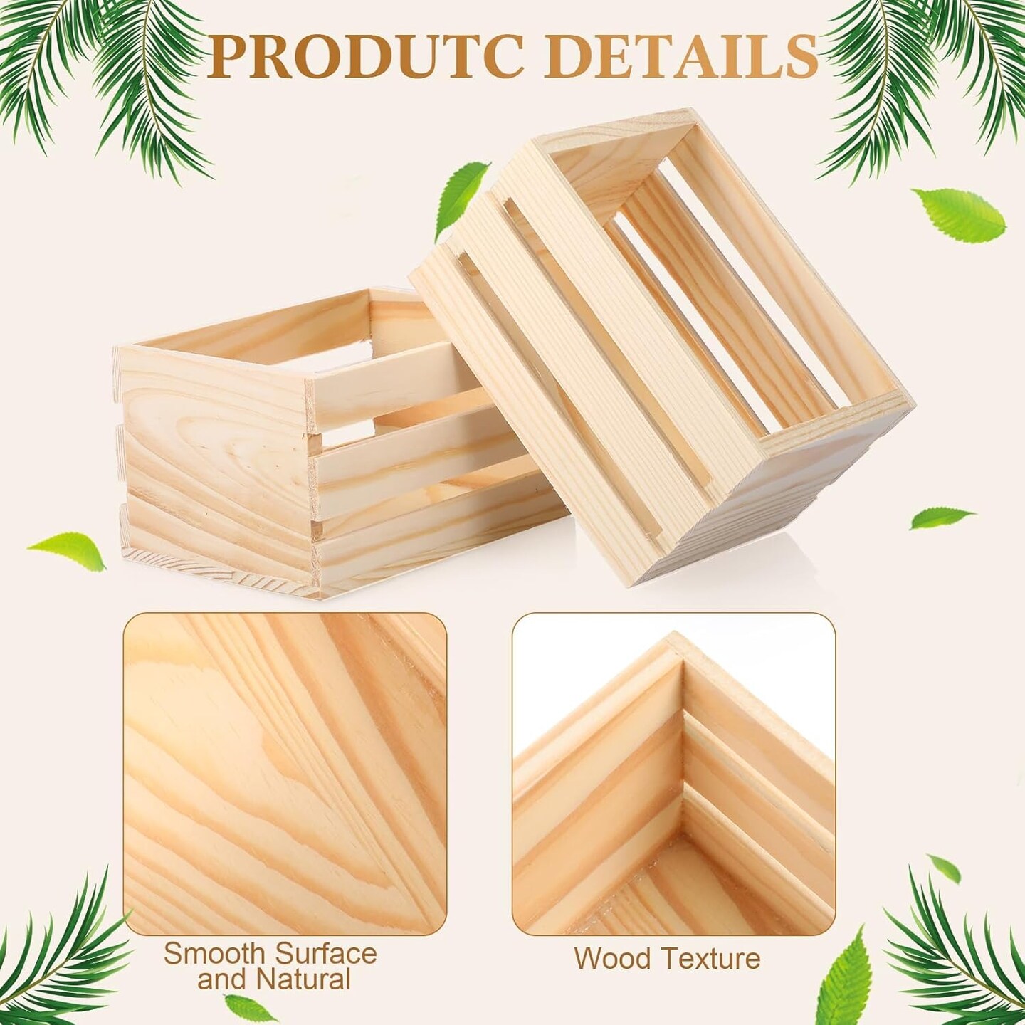 6-Pack 6.5’’ Small Unfinished Wooden Crates – Multipurpose Baskets for Easter Crafts, Home Décor, Bathroom, Display, Toys, Towels, Milk & Wine