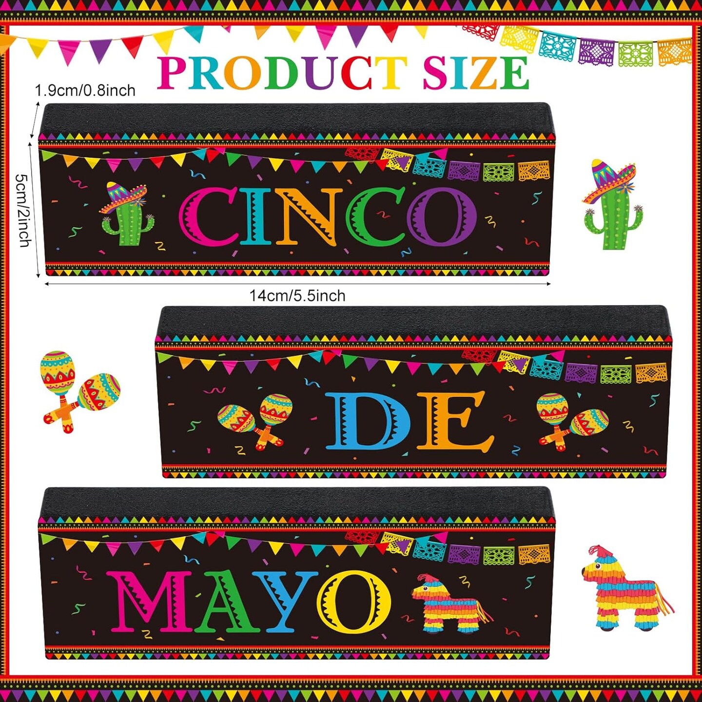 3 Pcs Mexican Fiesta Party Decorations Wooden Cinco De Mayo Centerpieces Sombrero Llama Maracas Table Signs Wood Taco Parties Tiered Tray Decor for Fiesta Taco Bar Mexican Decor