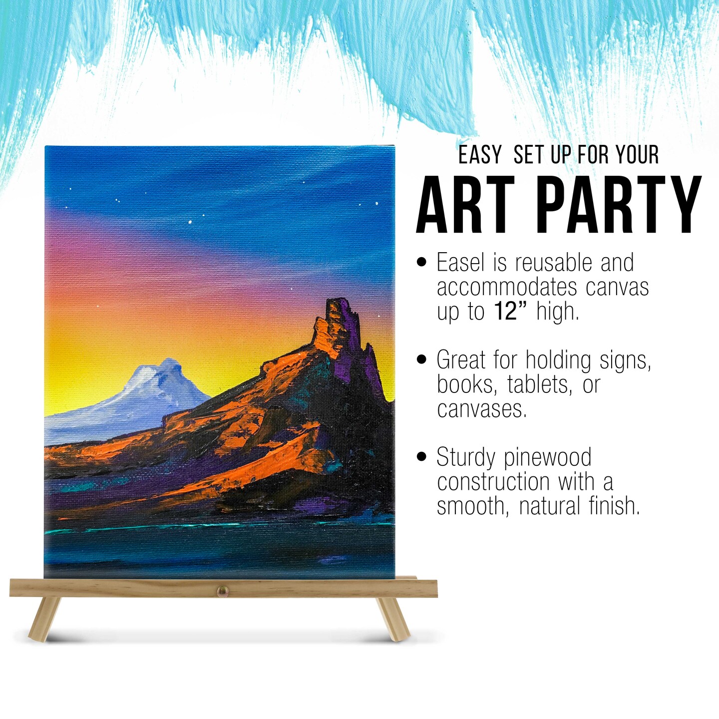 12&#x22; High Natural Wood Display Stand A-Frame Artist Easel, 4 Pack - Adjustable Wooden Tripod Tabletop Holder Stand for Canvas, Painting Party, Signs