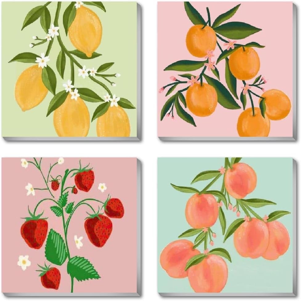 4 Pack Fruits Paint by Numbers Kit for Adults Framed,Easy Acrylic Art Number Painting for Adults Beginners,DIY Adults Paint by Numbers Kit on Canvas for Home Wall Decor,7.8x7.8Inch.