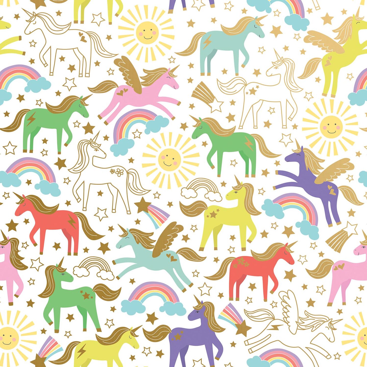 Pack/6 Rolls: Unicorn Gift Wrap - Roll (30&#x22; x 5 ft.)