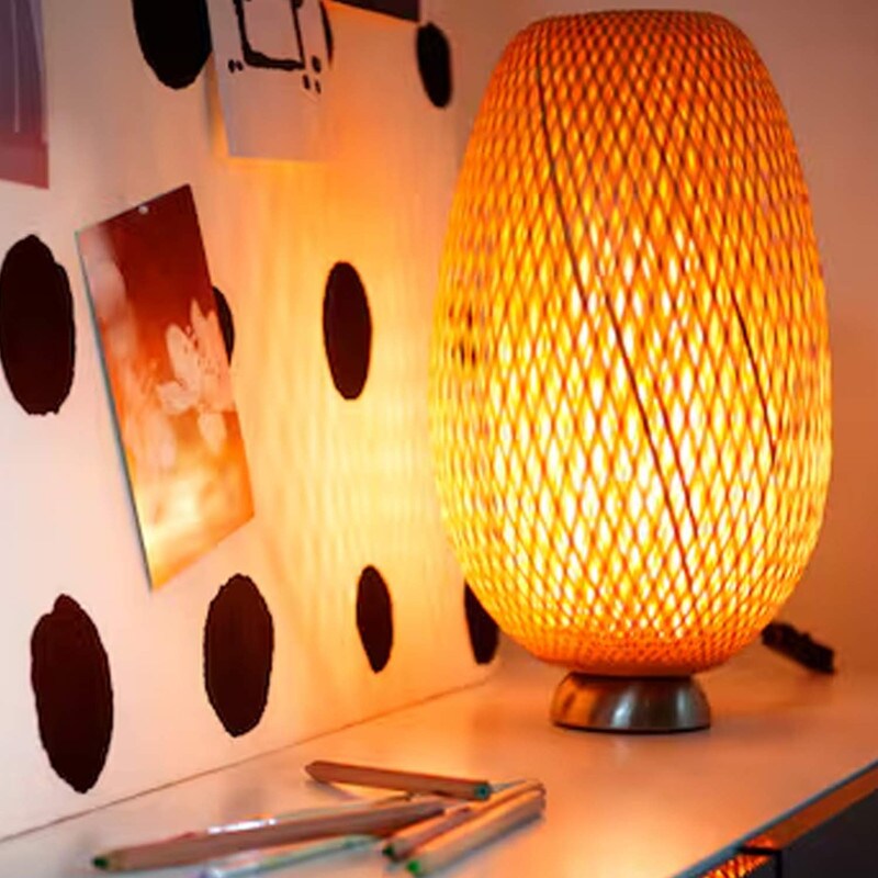 Handmade Bamboo Table Lamp Unique Braided Shade
