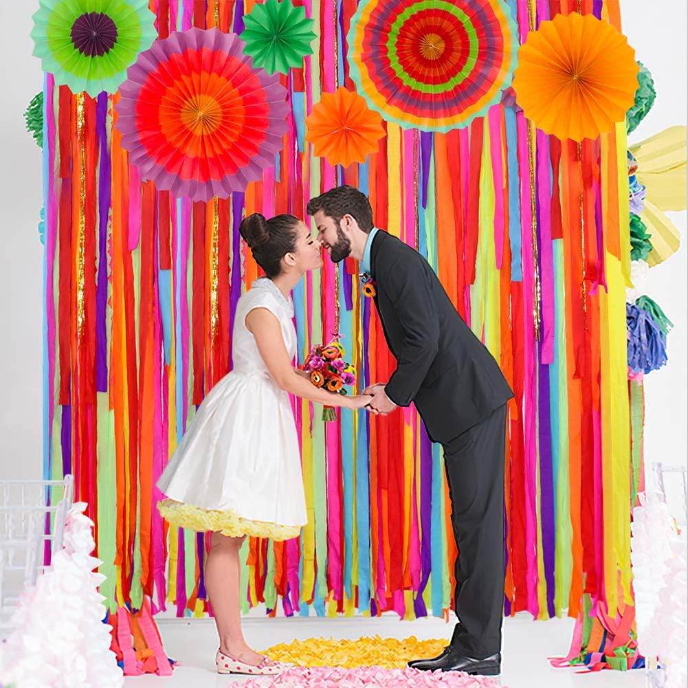 Mexican Fiesta Theme Party with Fiesta Paper Fans, Mexican Fiesta Cinco De Mayo Party Decorations Streamer for Taco Party Wedding Bridal Baby Shower Birthday Supplies