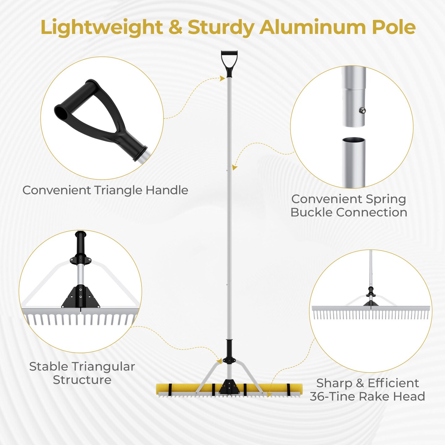 Silver Lake Rake Aquatic Pond Weed Cutter with 2 Removable Foam Floats and Aluminum Pole