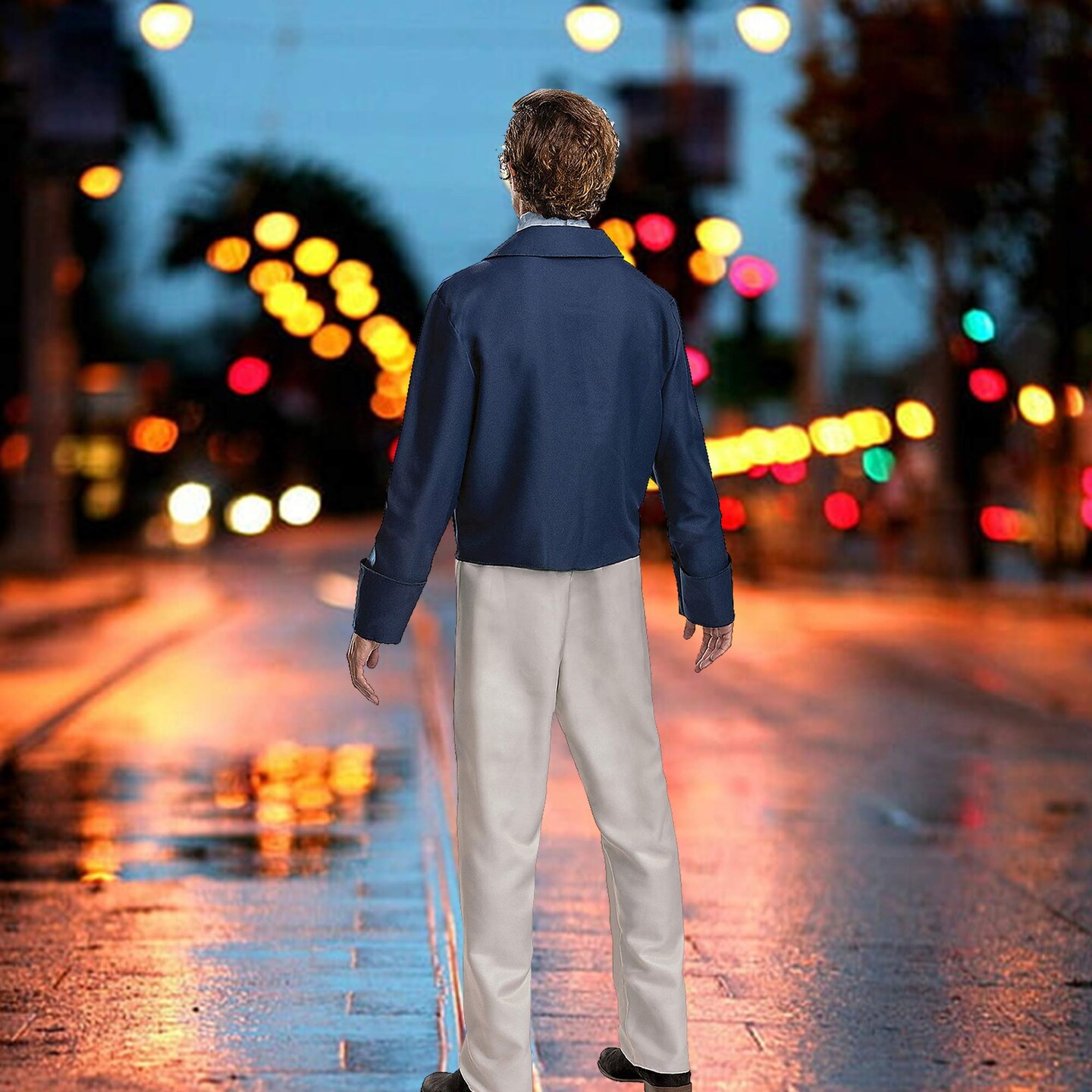 Deluxe Prince Eric Costume with Navy Jacket and Blue Cravat 100% Polyester