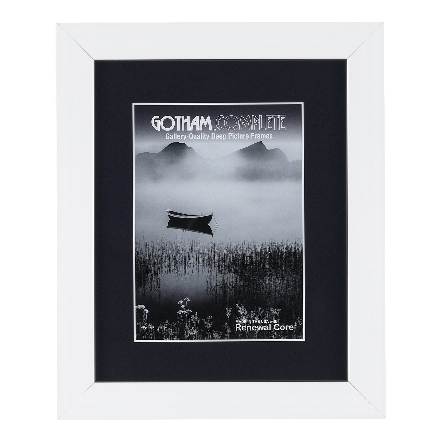 Gotham Extra Deep Complete Picture Frames - White - 9x12&#x22; - 1-5/8 Deep Frame Break Resistant Acrylic Glazing - Professional Quality Frames for Heavy Duty Canvases or Prints -  Made in the USA