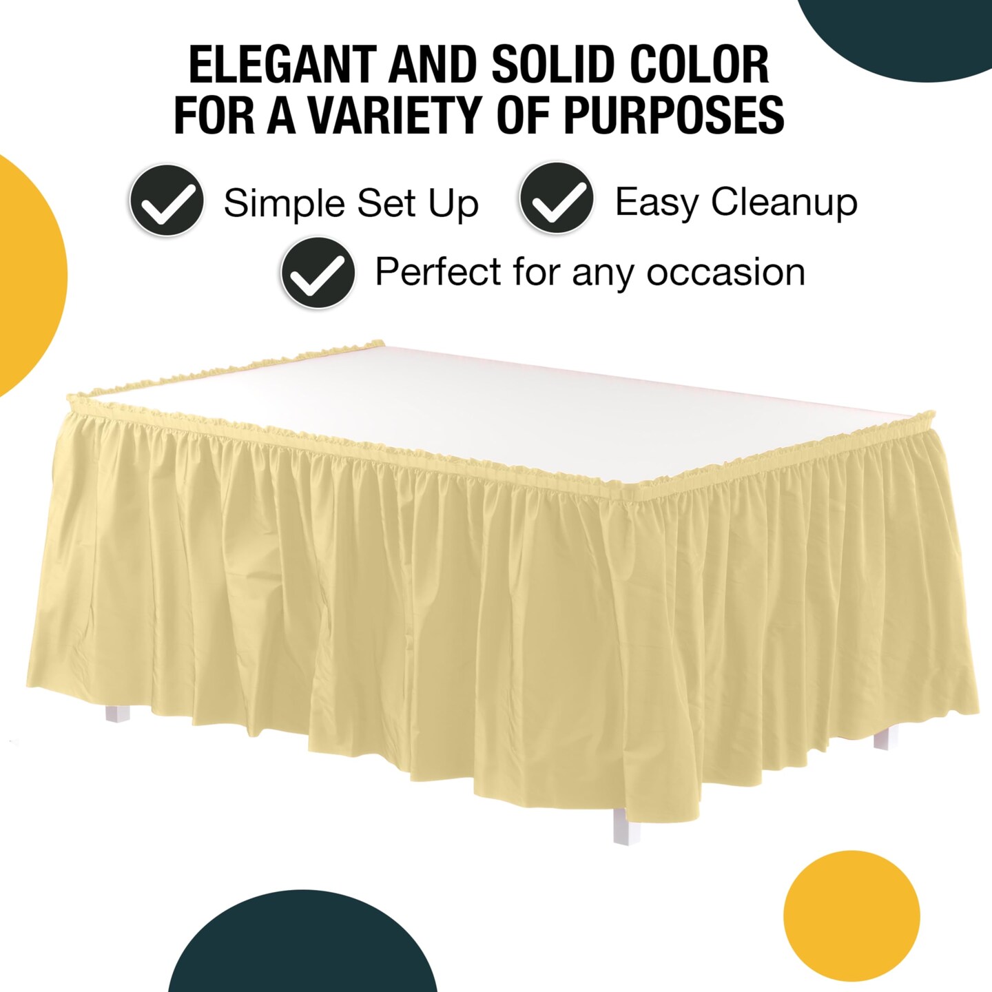 Ruffle Disposable Table Skirt 14 Ft Long Pleated Table Skirts with Adhesive Strip – Fits 6ft+ Rectangle or Round Tables – Ideal for Birthday Parties, Gender Reveal, Baby Showers & Event Decorations 6 pack by Exquisite